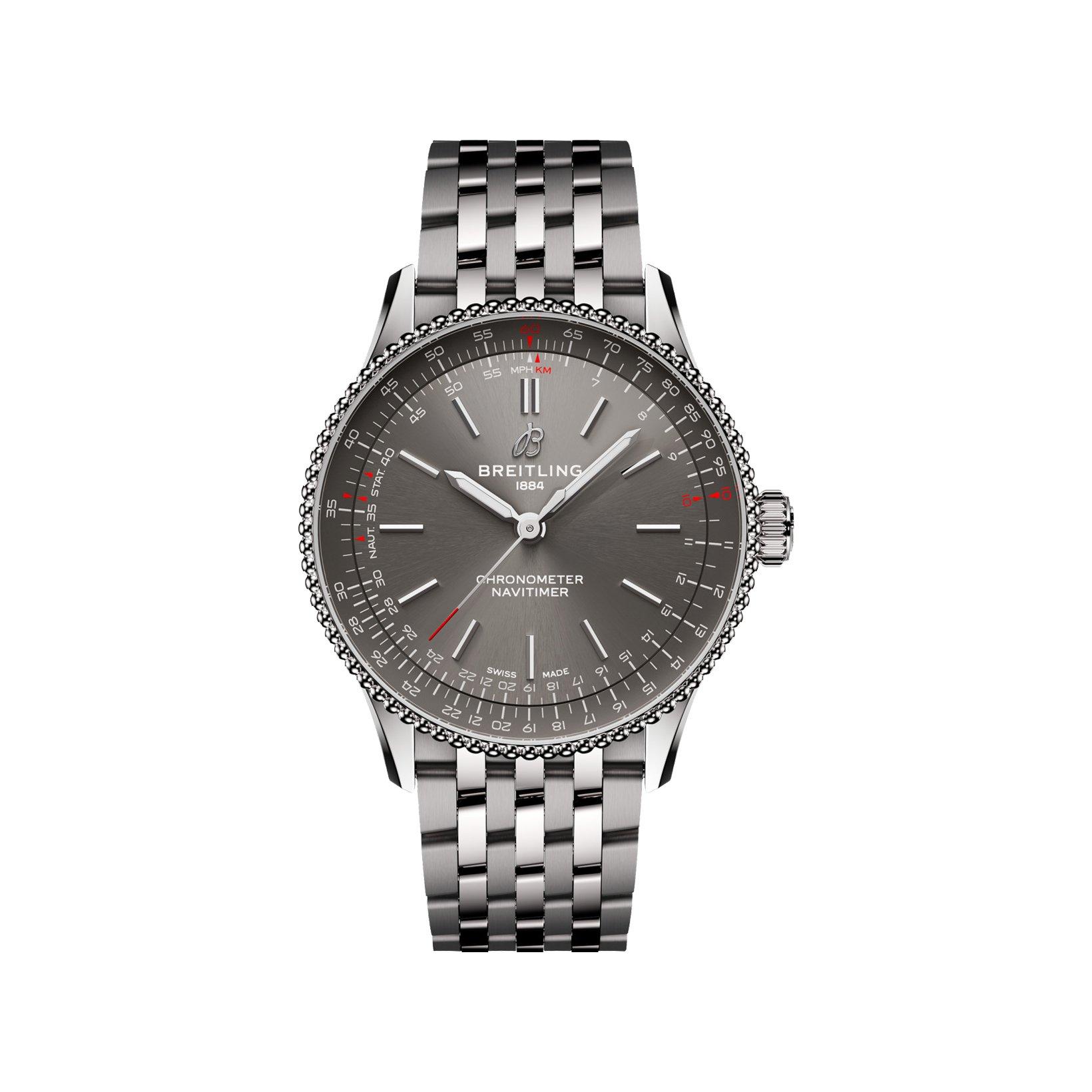 Breitling Navitimer B17 Automatic 36 mm Stainless Steel Watch  Anthracite Dial  Stainless Steel Bracelet