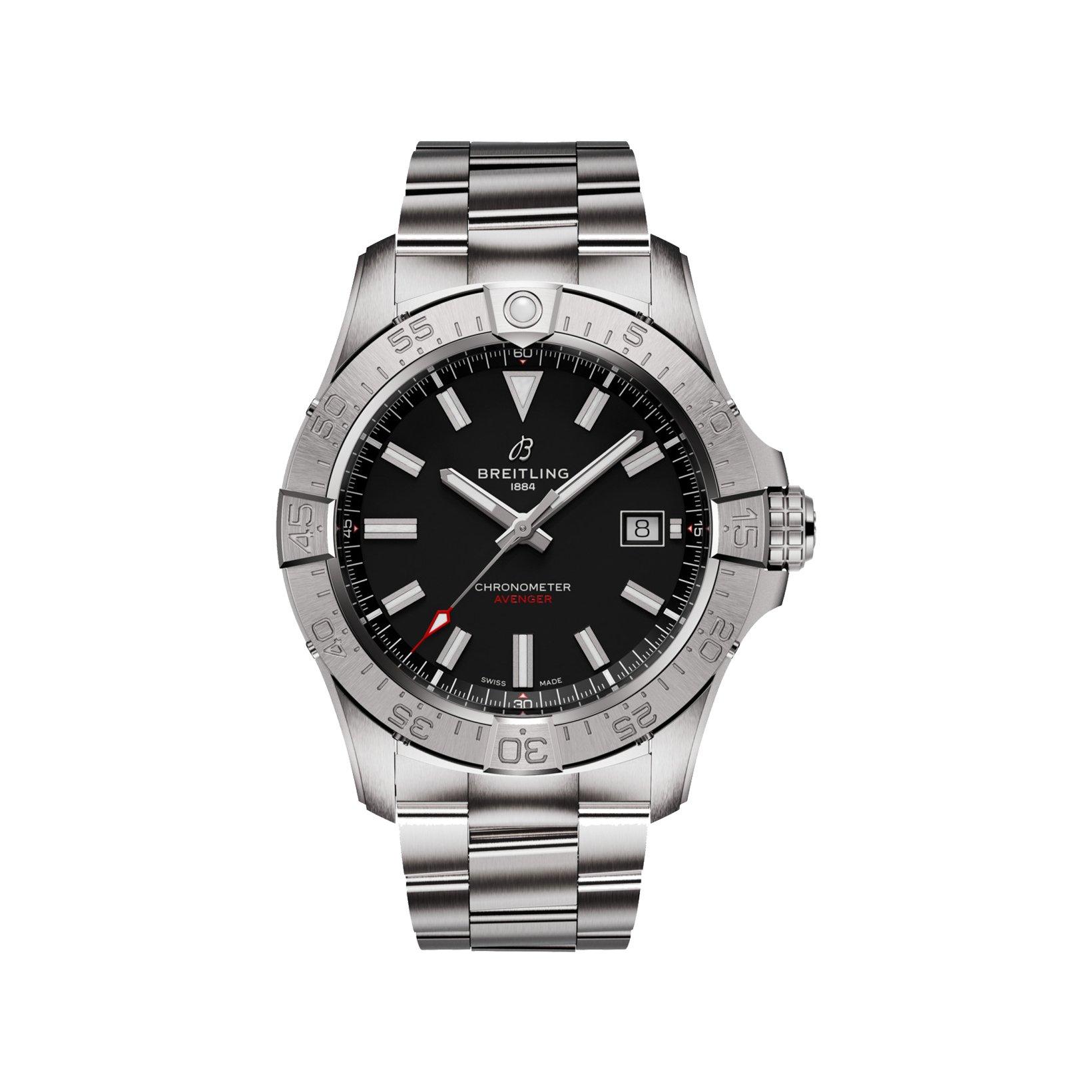 Breitling Avenger B17 Automatic 42 mm Stainless Steel Watch  Black Dial  Stainless Steel Bracelet