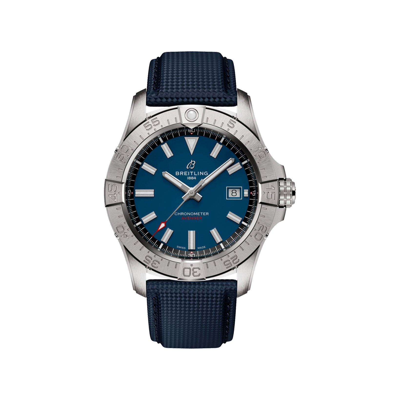 Breitling Avenger B17 Automatic 42 mm Stainless Steel Watch  Blue Dial   Calf Skin Leather Strap