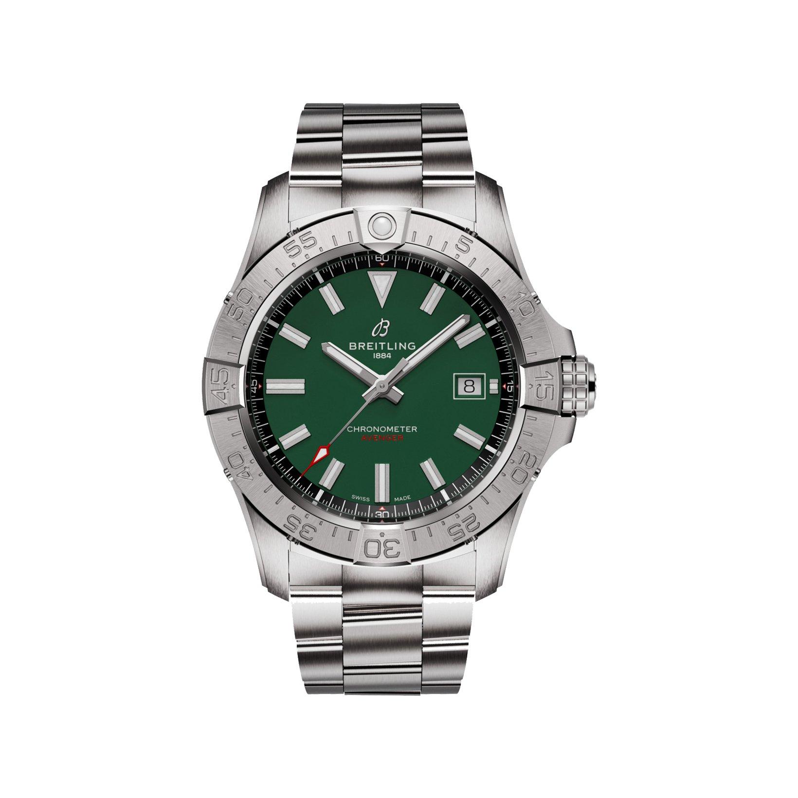 Breitling Avenger B17 Automatic 42 mm Stainless Steel Watch  Green Dial  Stainless Steel Bracelet