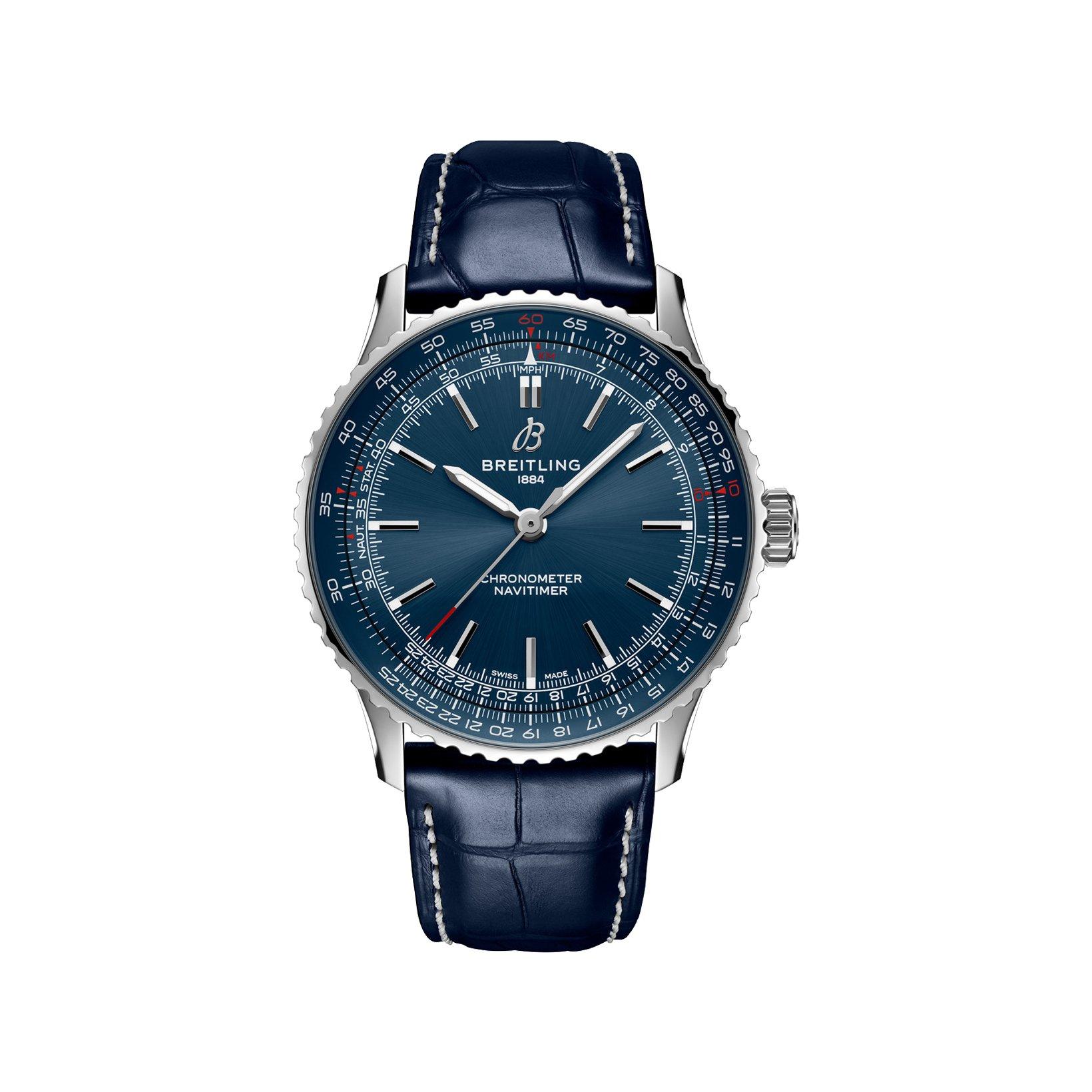 Breitling Navitimer B17 Automatic 41 mm Stainless Steel Watch  Blue Dial   Alligator Leather Strap