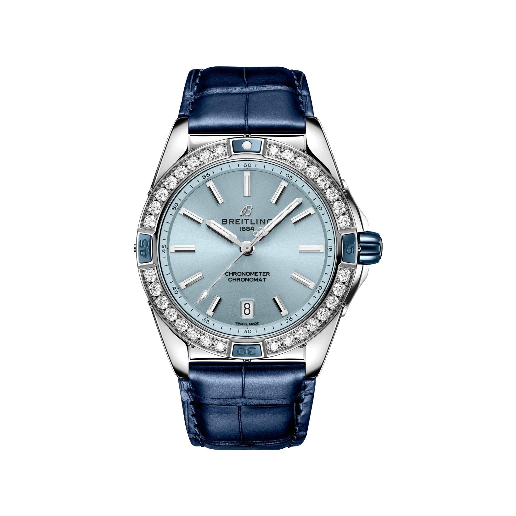 Breitling Chronomat B17 Automatic 38 mm Stainless Steel Watch  Blue Dial   Rubber Strap