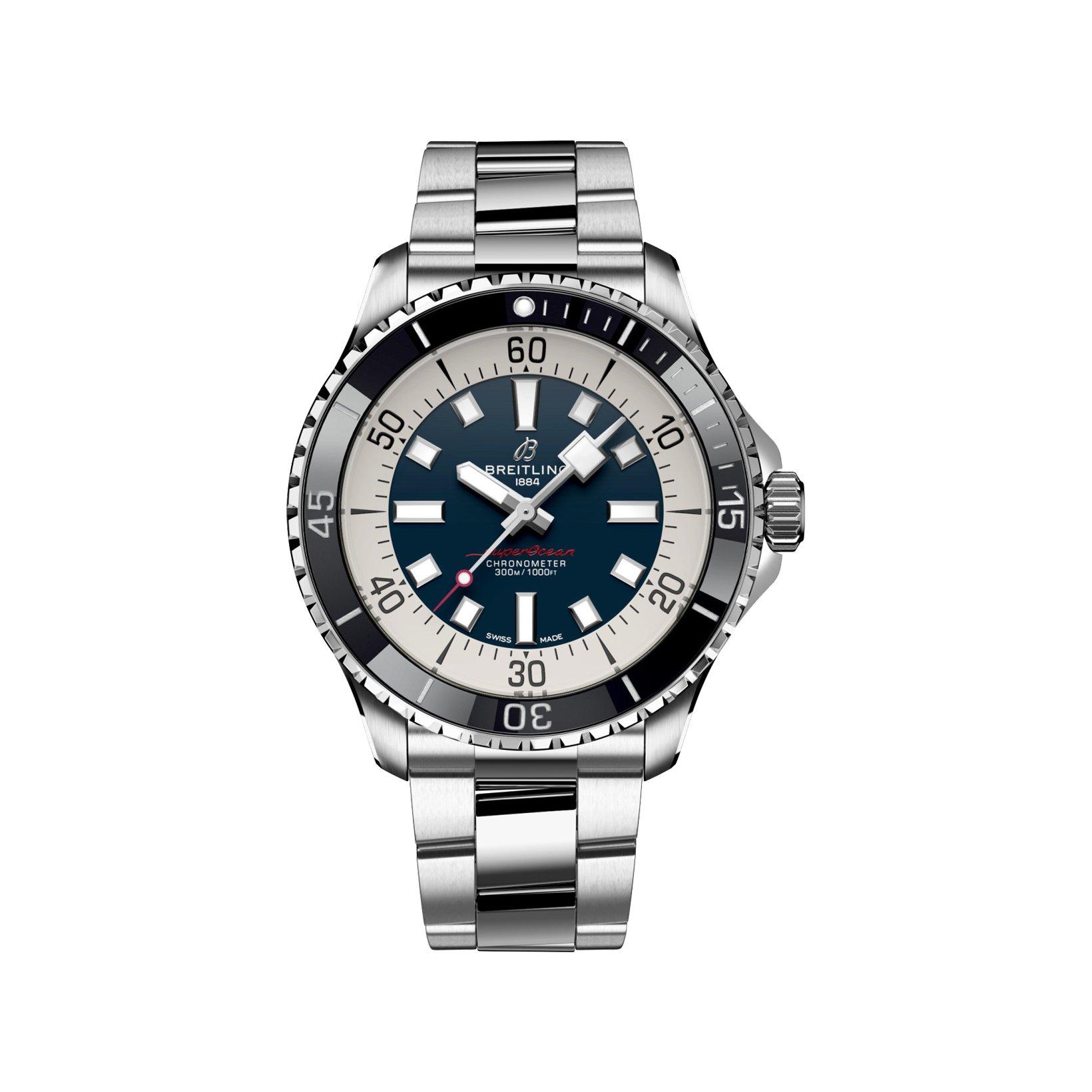 Breitling Superocean B17 Automatic 44 mm Stainless Steel Watch  Blue Dial   Rubber Strap
