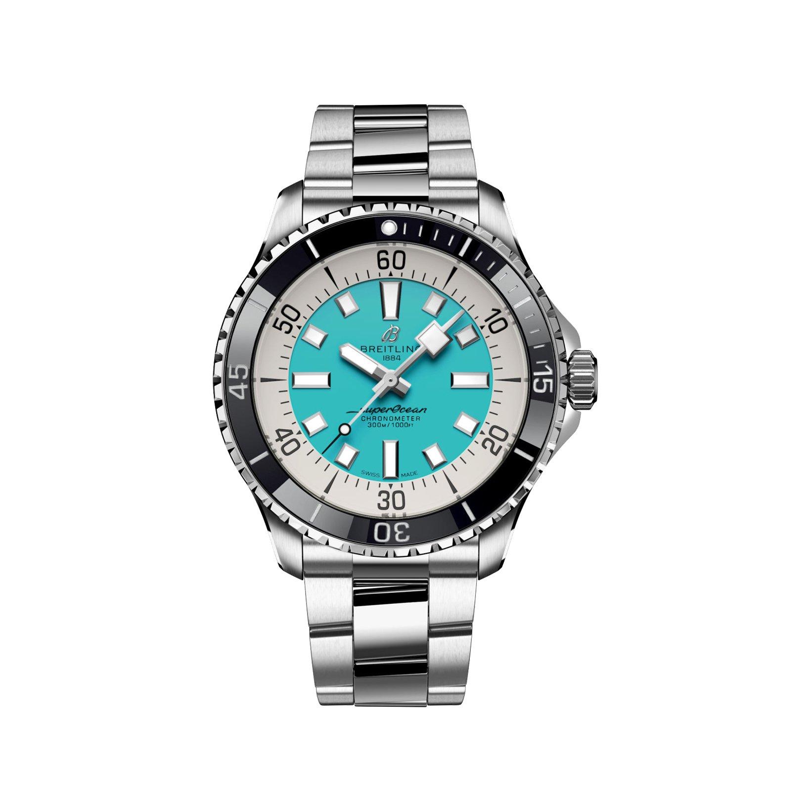 Breitling Superocean B17 Automatic 44 mm Stainless Steel Watch  Turquoise Dial  Stainless Steel Bracelet