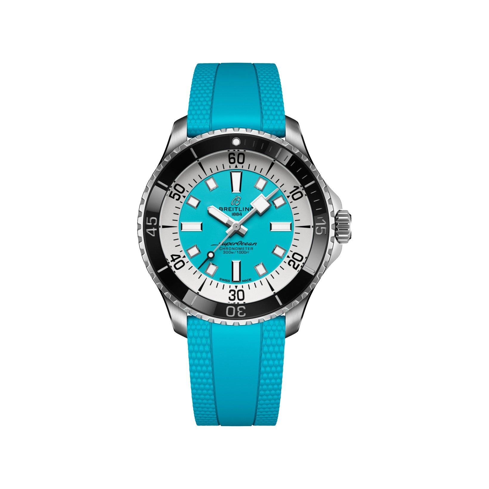 Breitling Superocean B17 Automatic 44 mm Stainless Steel Watch  Blue Dial   Rubber Strap