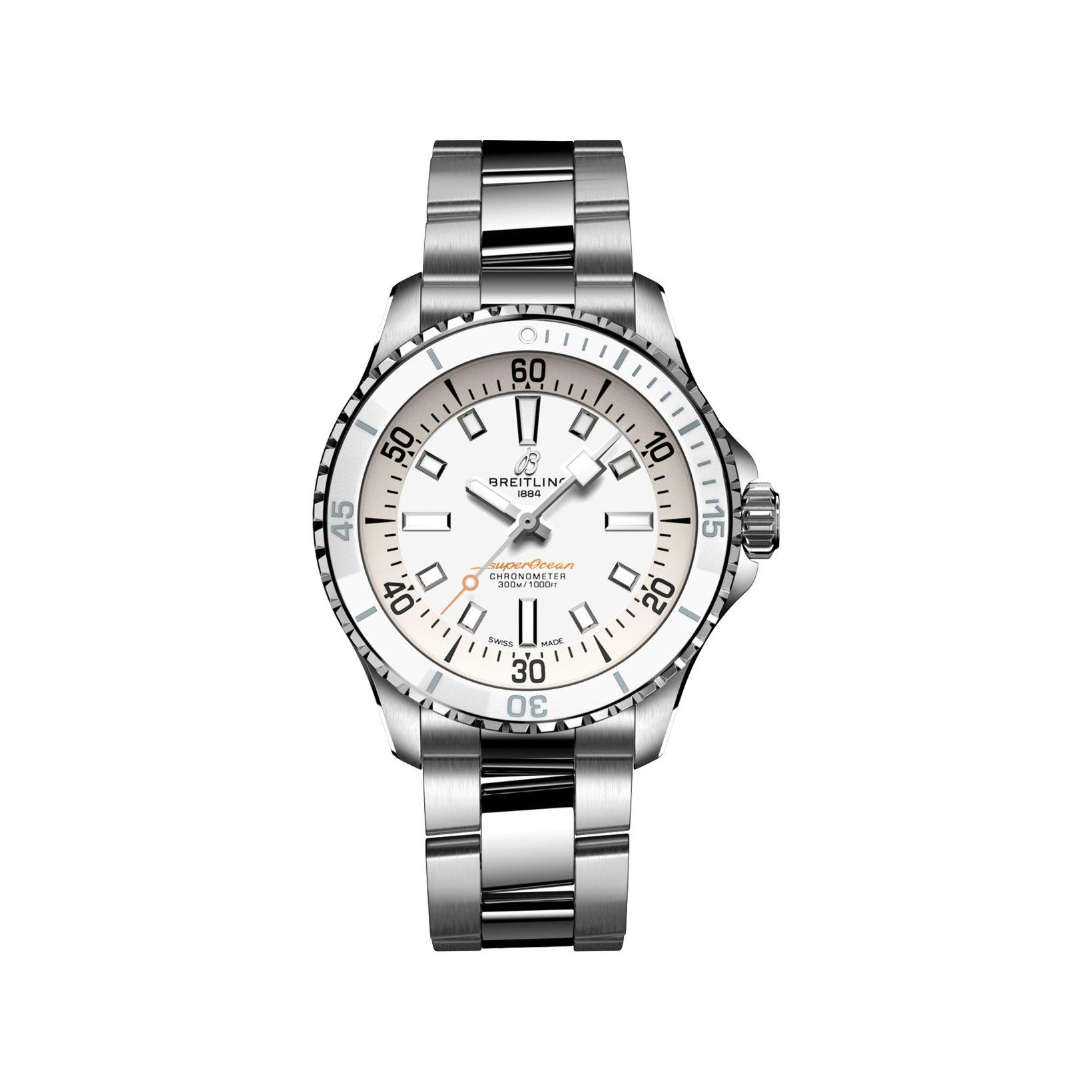 Breitling Superocean B17 Automatic 36 mm Stainless Steel Watch  White Dial  Stainless Steel Bracelet