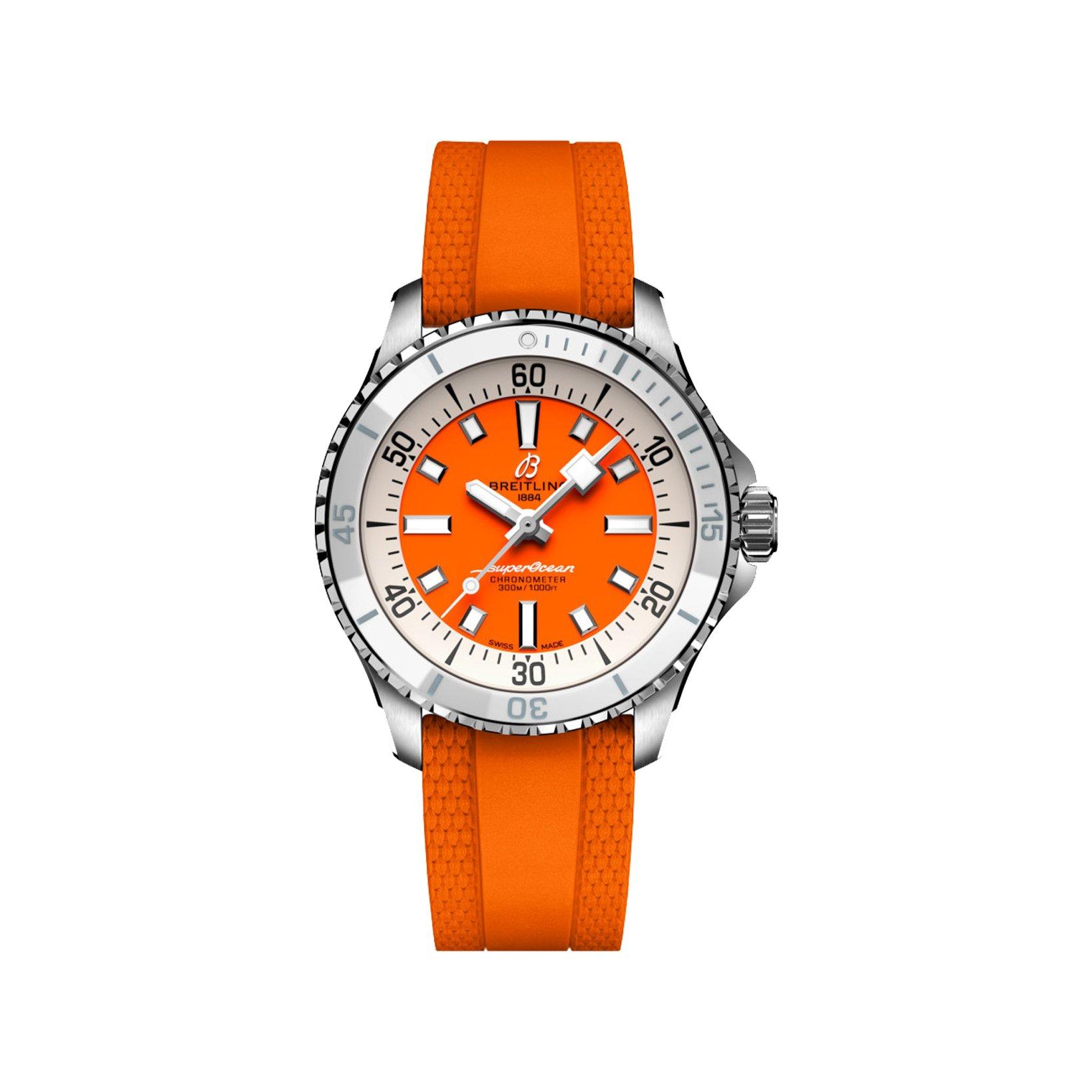 Breitling Superocean B17 Automatic 36 mm Stainless Steel Watch  White Dial   Rubber Strap