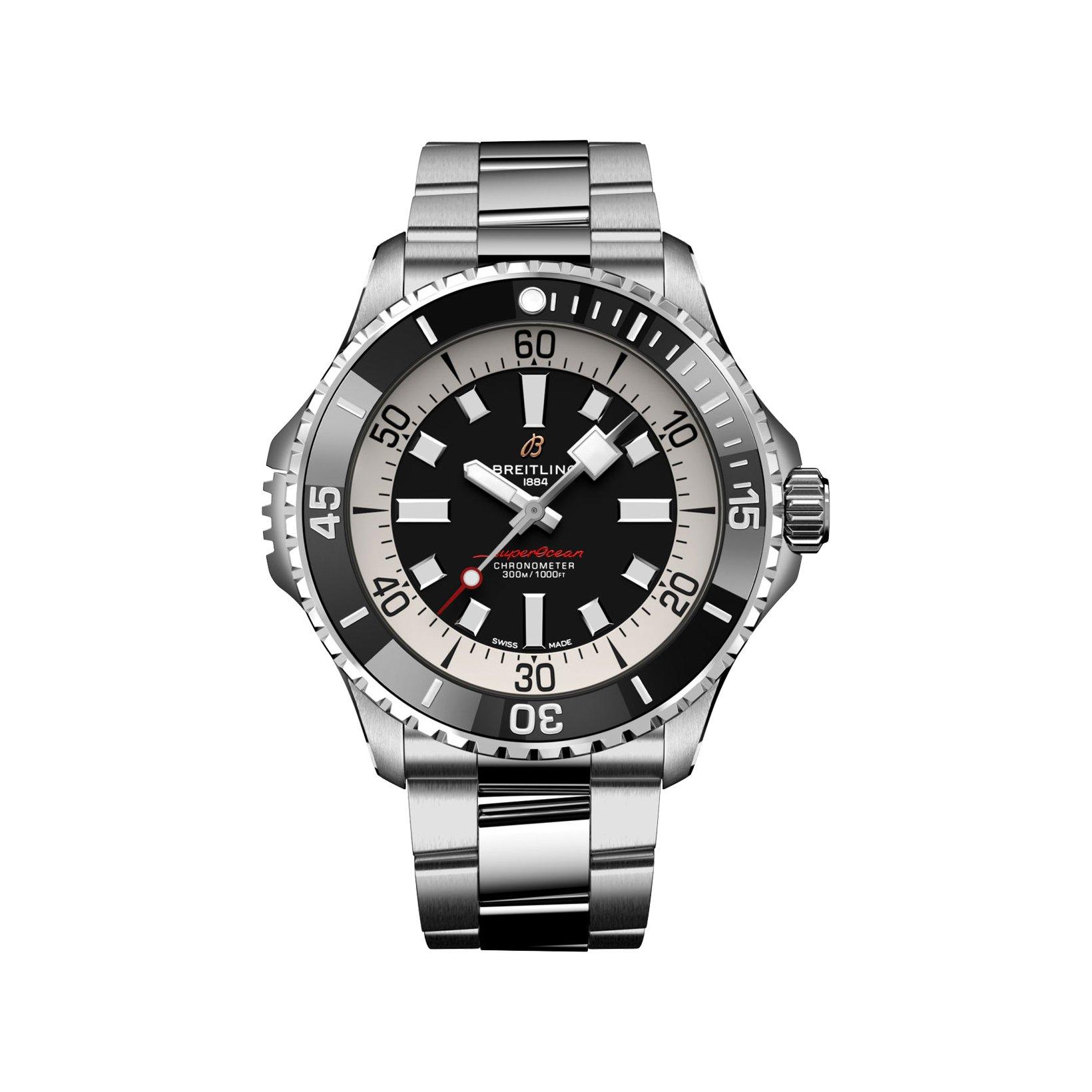 Breitling Superocean B17 Automatic 46 mm Stainless Steel Watch  Black Dial  Stainless Steel Bracelet