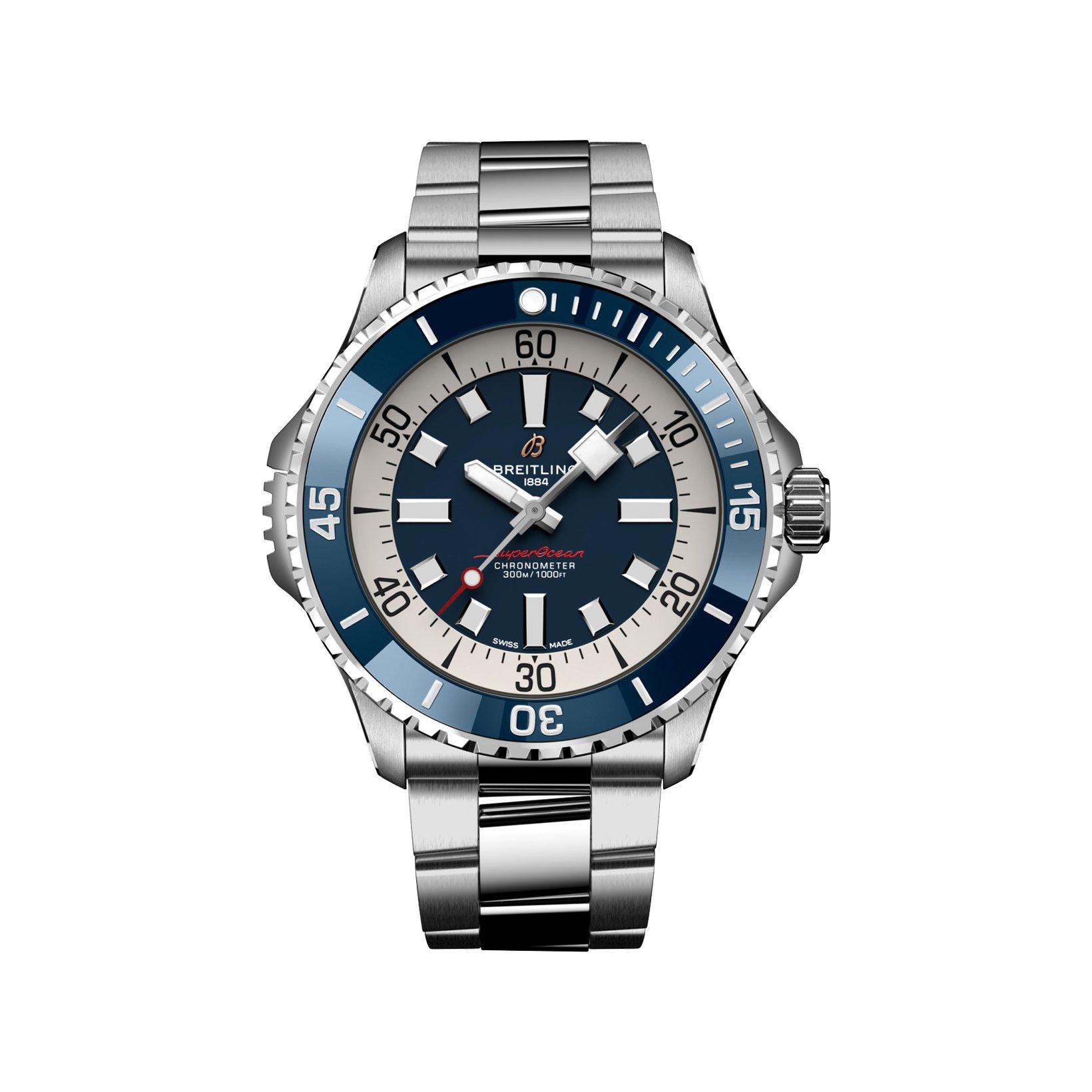 Breitling Superocean B17 Automatic 46 mm Stainless Steel Watch  Blue Dial  Stainless Steel Bracelet