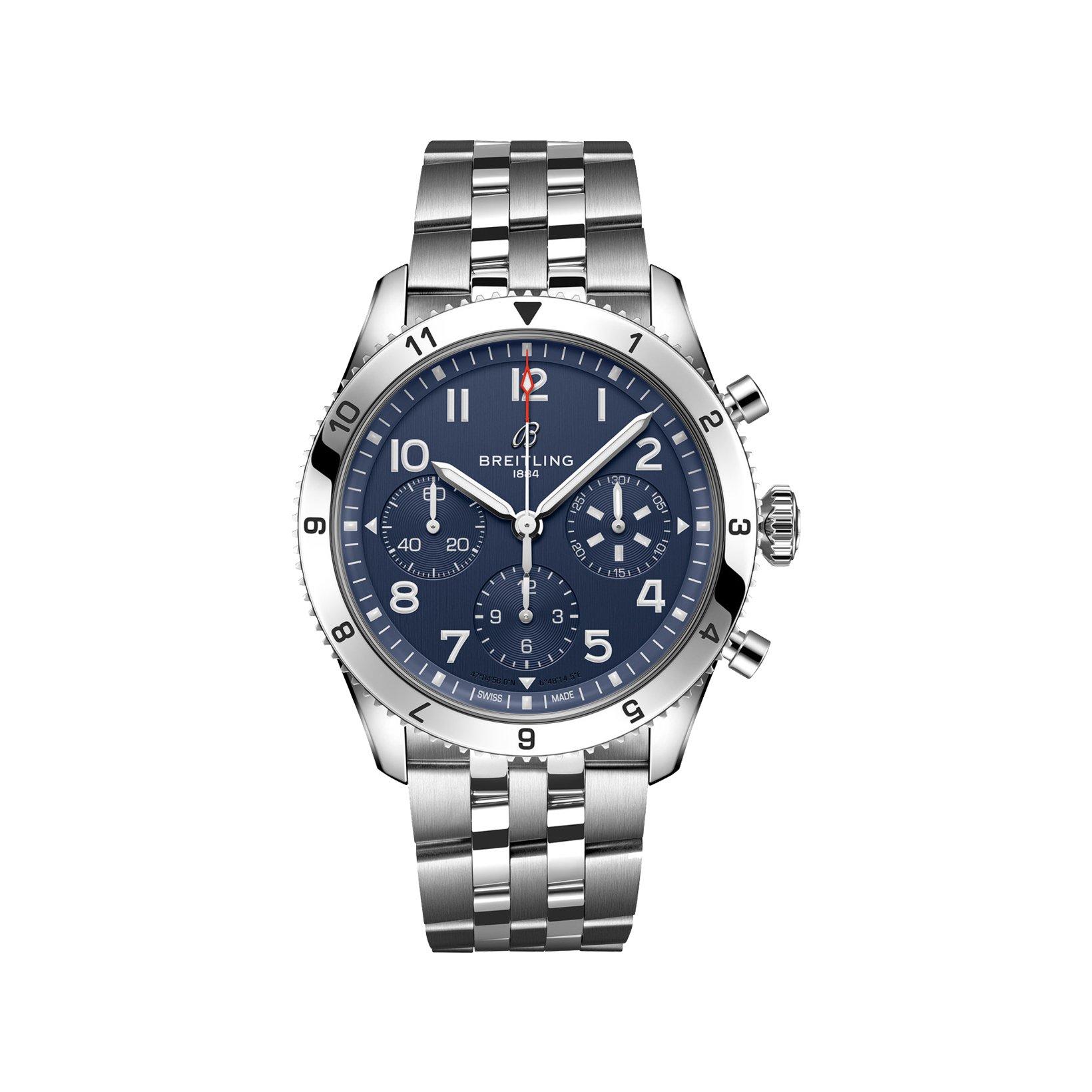 Breitling Aviator B23 Automatic 42 mm Stainless Steel Watch  Blue Dial  Stainless Steel Bracelet