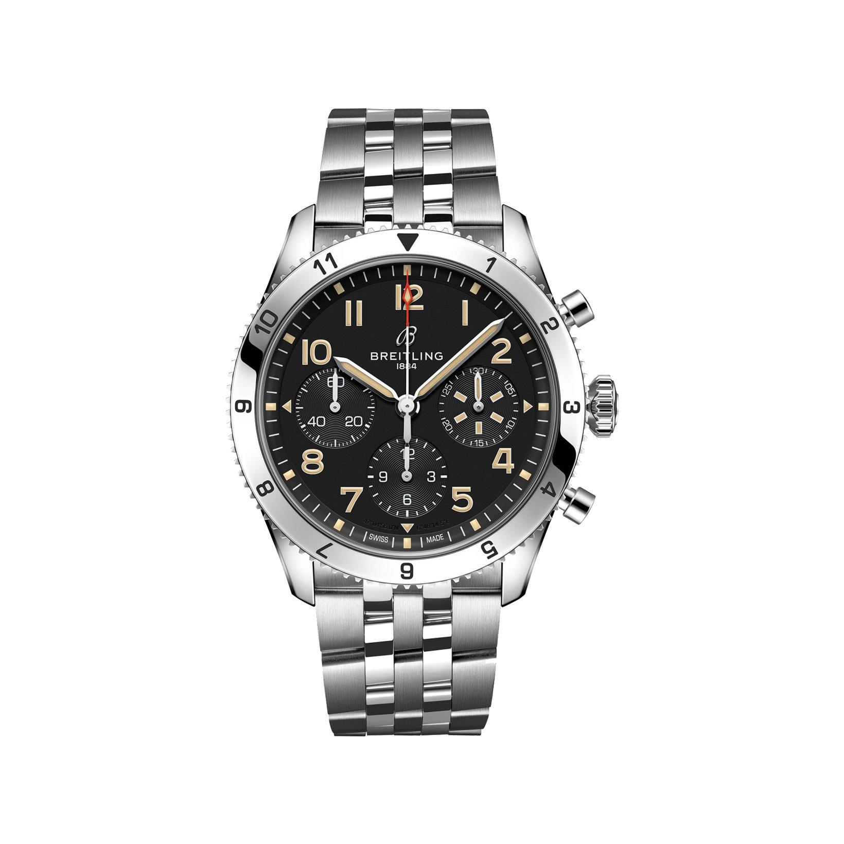 Breitling Aviator B23 Automatic 42 mm Stainless Steel Watch  Black Dial  Stainless Steel Bracelet