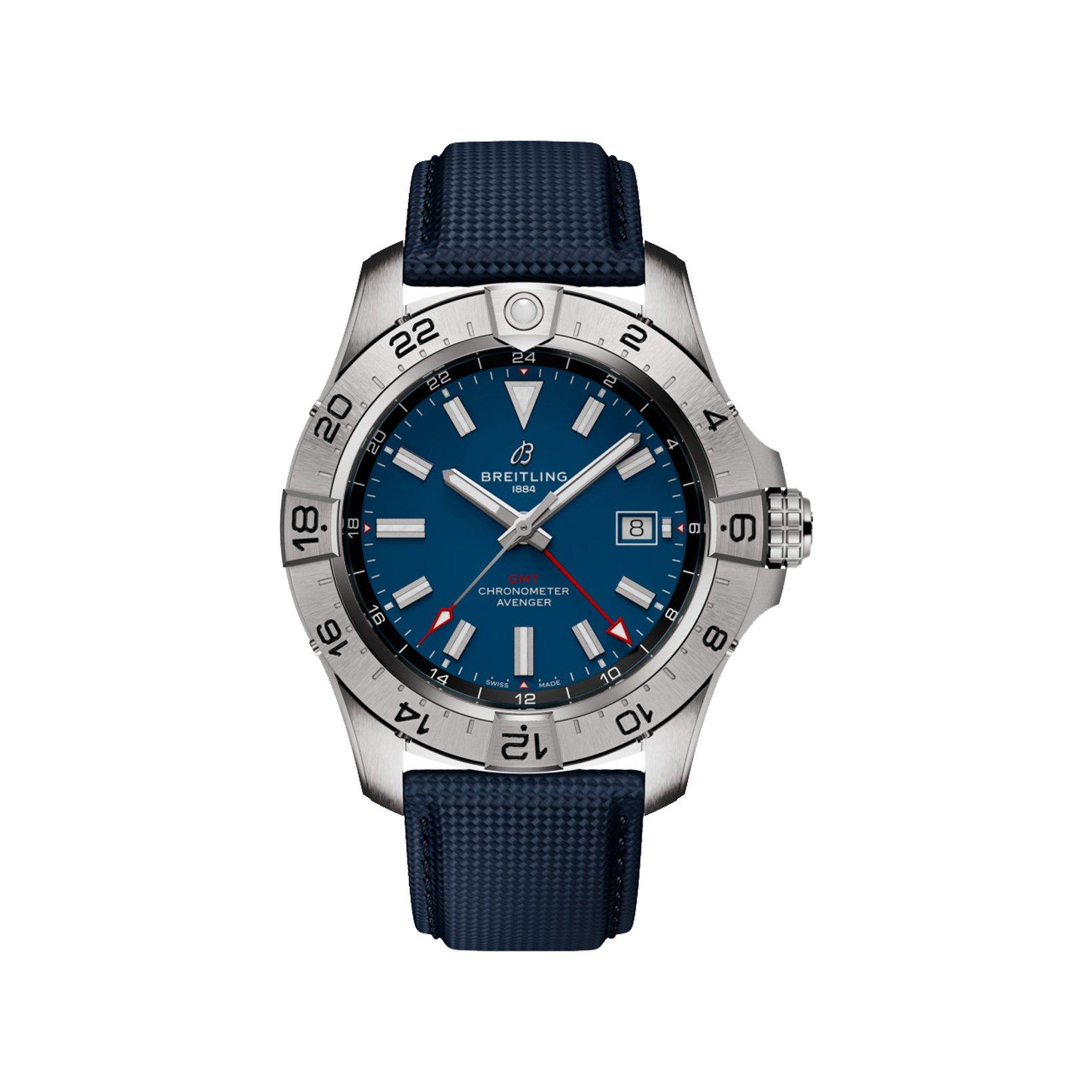 Breitling Avenger B32 Automatic 44 mm Stainless Steel Watch  Blue Dial   Calf Skin Leather Strap