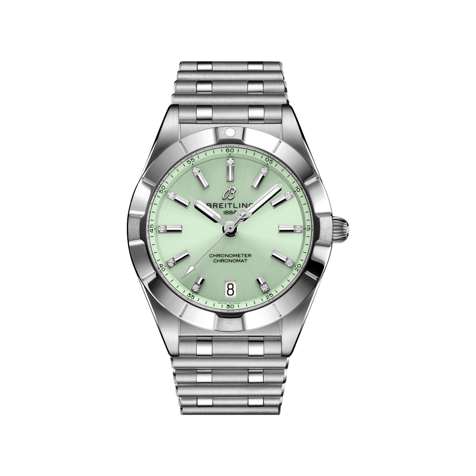 Breitling Chronomat B77 Quartz 32 mm Stainless Steel Watch  Green Dial  Stainless Steel Bracelet