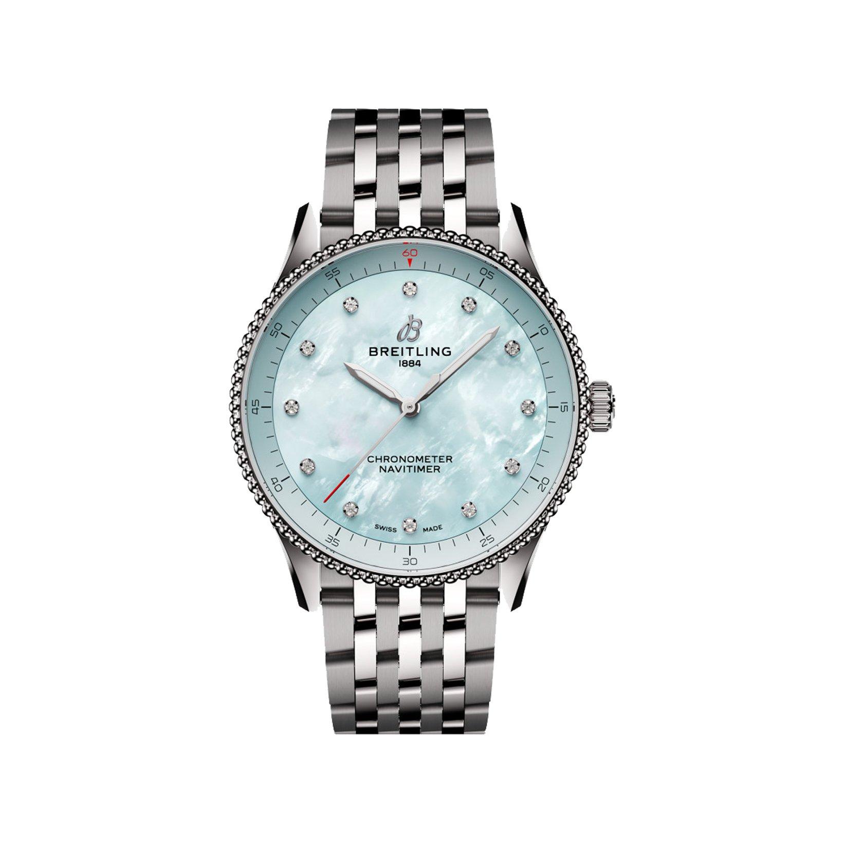 Breitling Navitimer B77 Quartz 32 mm Stainless Steel Watch  Blue Dial  Stainless Steel Bracelet