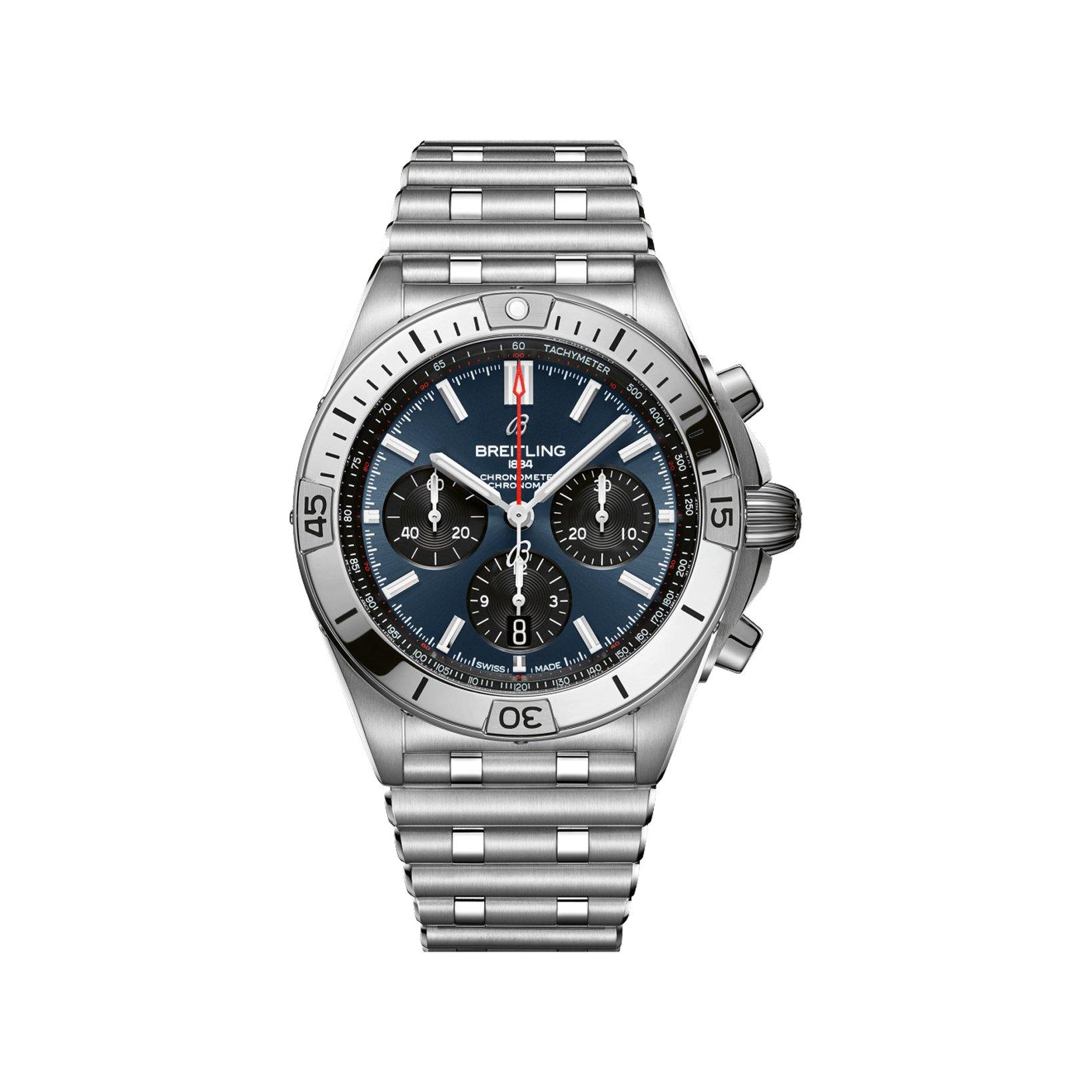 Breitling Chronomat B01 Automatic 42 mm Stainless Steel Watch  Blue Dial   Rubber Strap