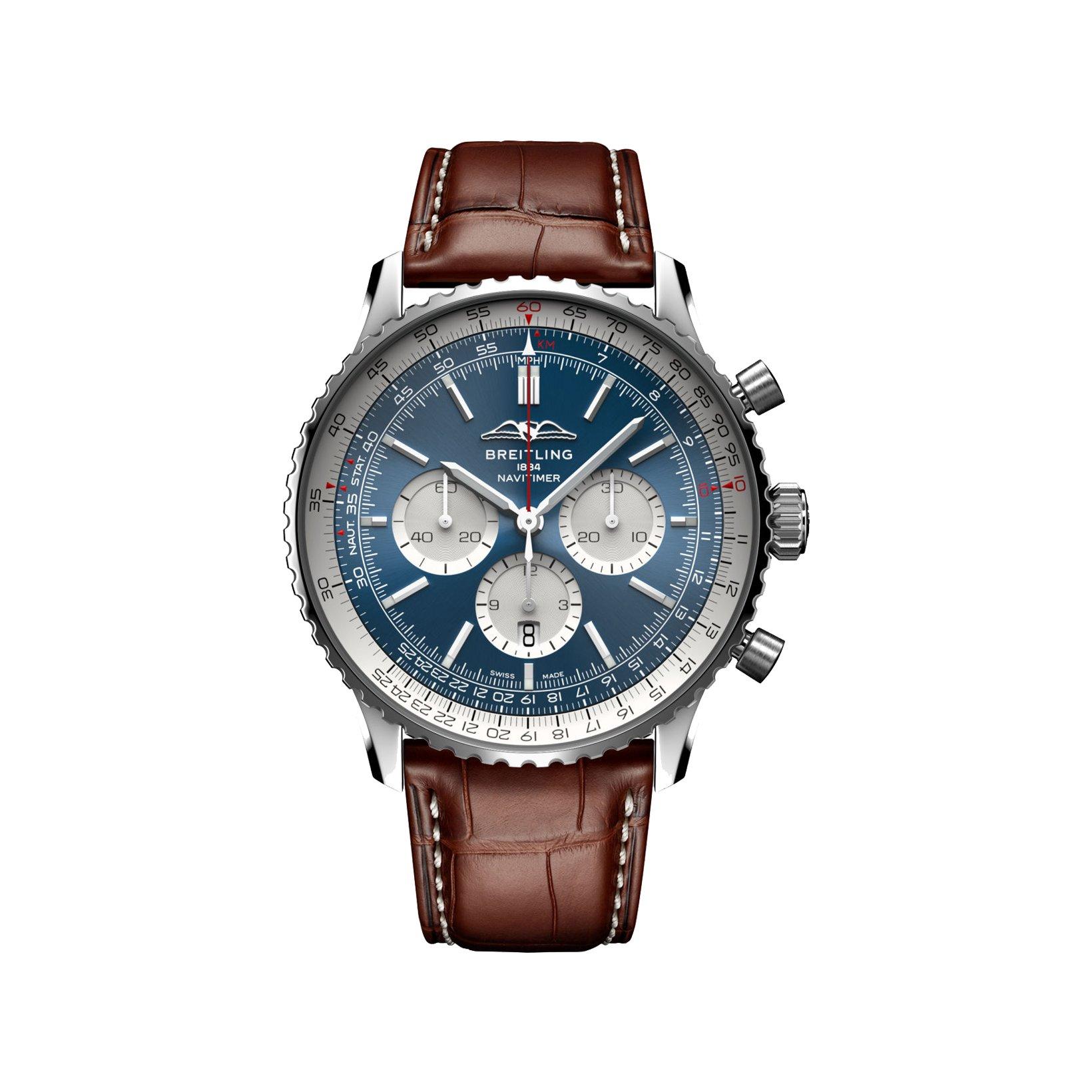 Breitling Navitimer B01 Automatic 46 mm Stainless Steel Watch  Blue Dial   Alligator Leather Strap