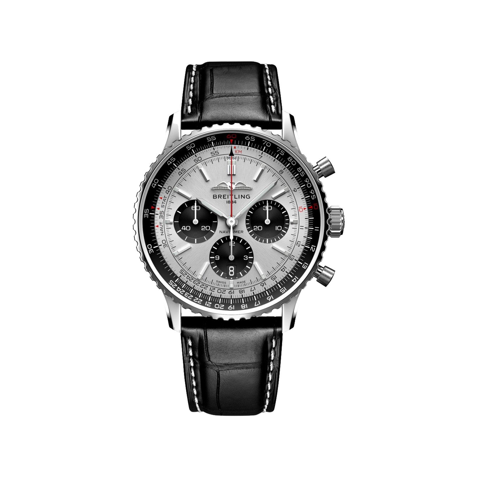 Breitling Navitimer B01 Automatic 43 mm Stainless Steel Watch  Silver Dial   Alligator Leather Strap