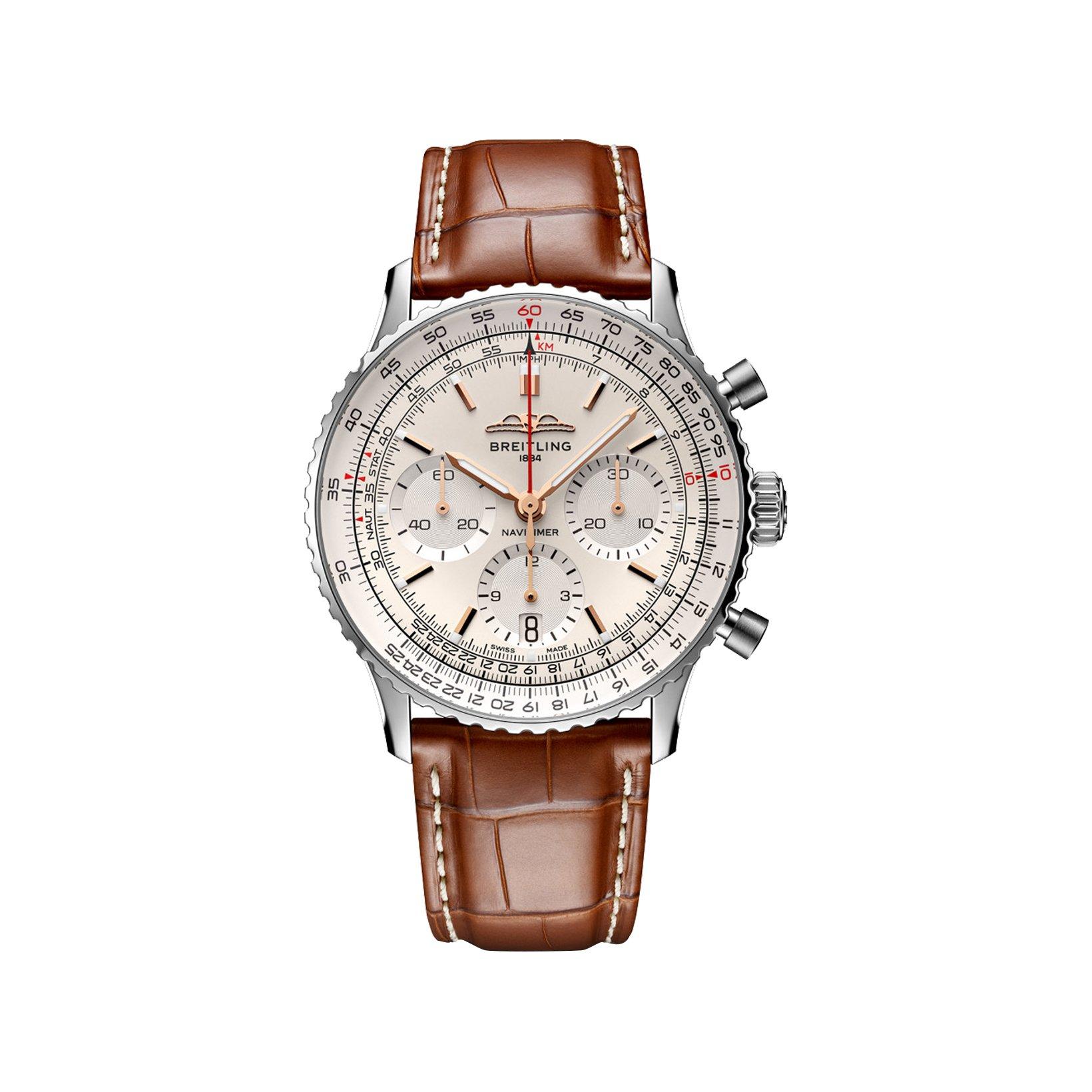 Breitling Navitimer B01 Automatic 41 mm Stainless Steel Watch  Cream Dial   Alligator Leather Strap