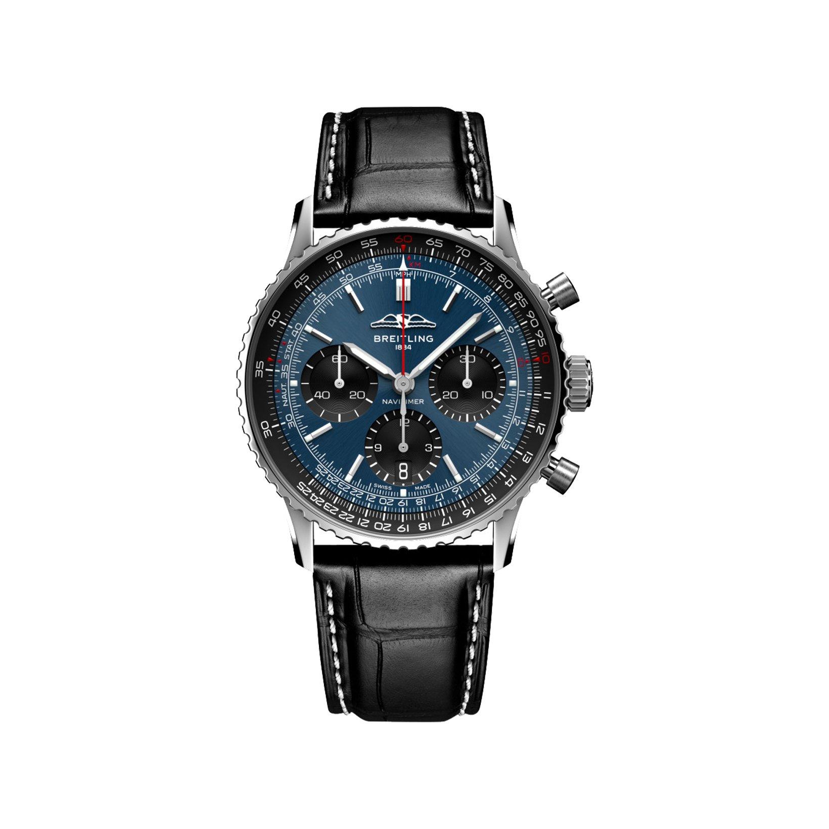 Breitling Navitimer B01 Automatic 41 mm Stainless Steel Watch  Blue Dial   Alligator Leather Strap