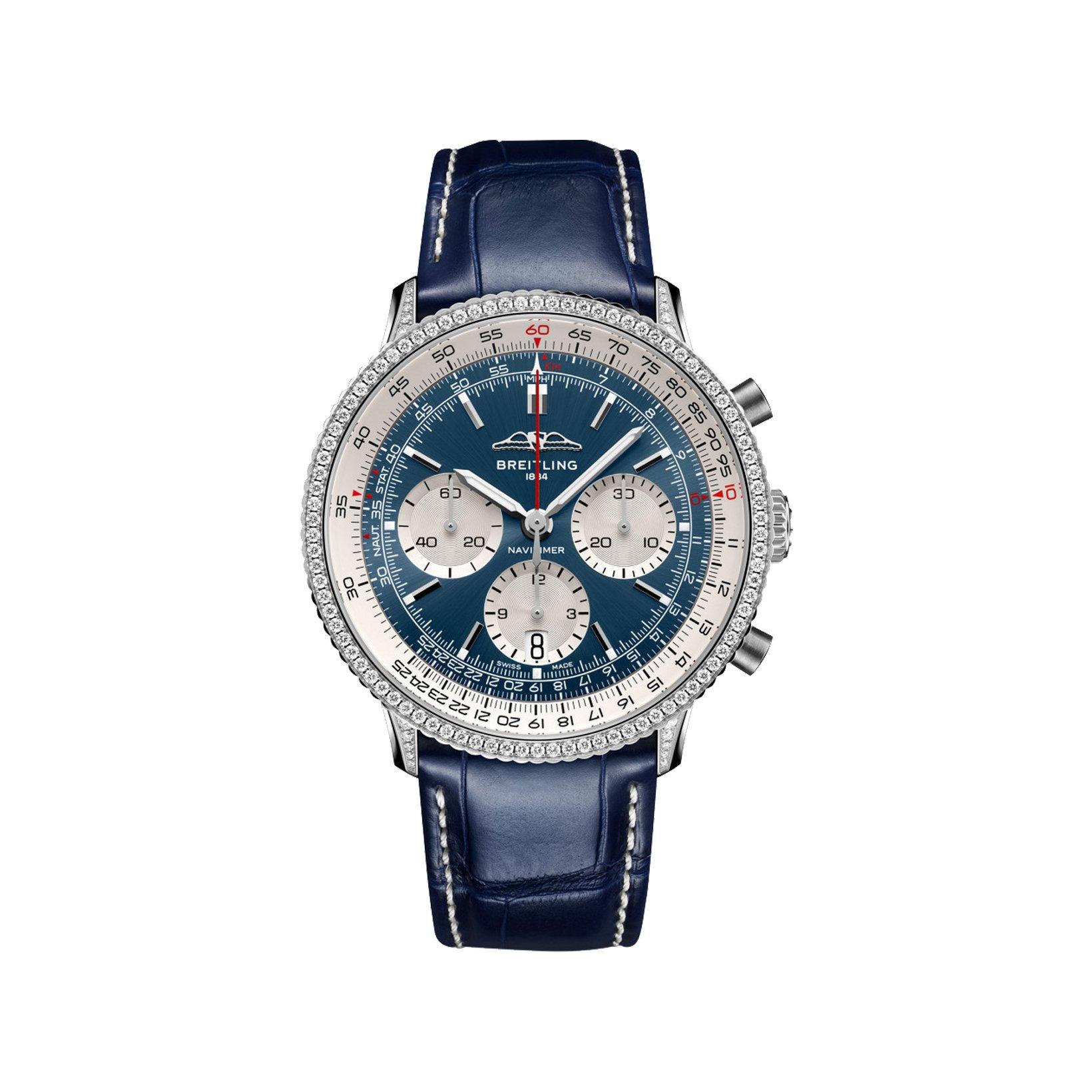 Breitling Navitimer B01 Automatic 41 mm Stainless Steel Watch  Blue Dial   Alligator Leather Strap