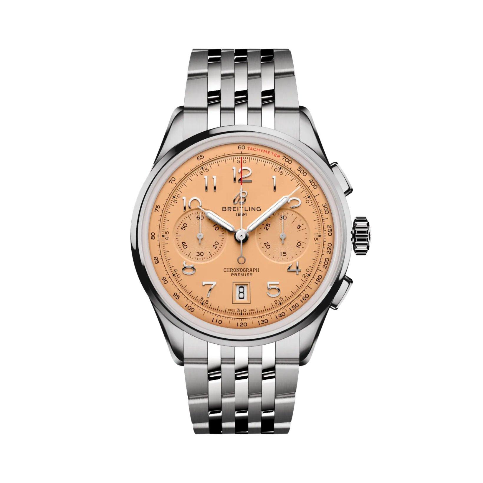 Breitling Premier B01 Automatic 42 mm Stainless Steel Watch  Beige Dial  Stainless Steel Bracelet