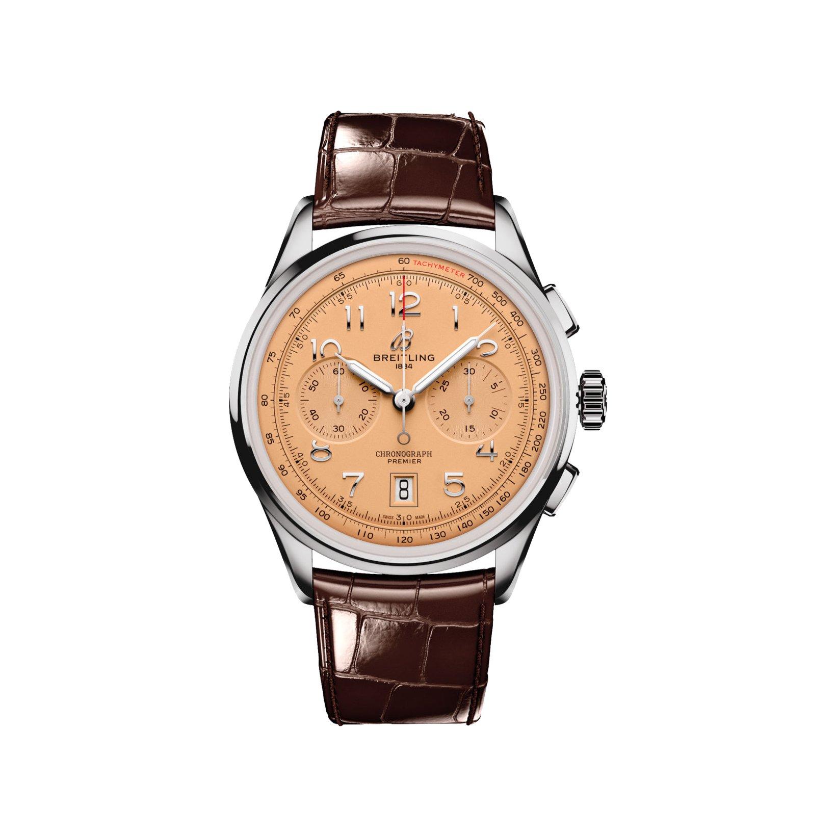 Breitling Premier B01 Automatic 42 mm Stainless Steel Watch  Copper Dial   Alligator Leather Strap