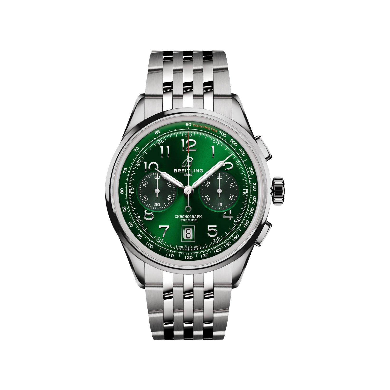 Breitling Premier B01 Automatic 42 mm Stainless Steel Watch  Green Dial  Stainless Steel Bracelet