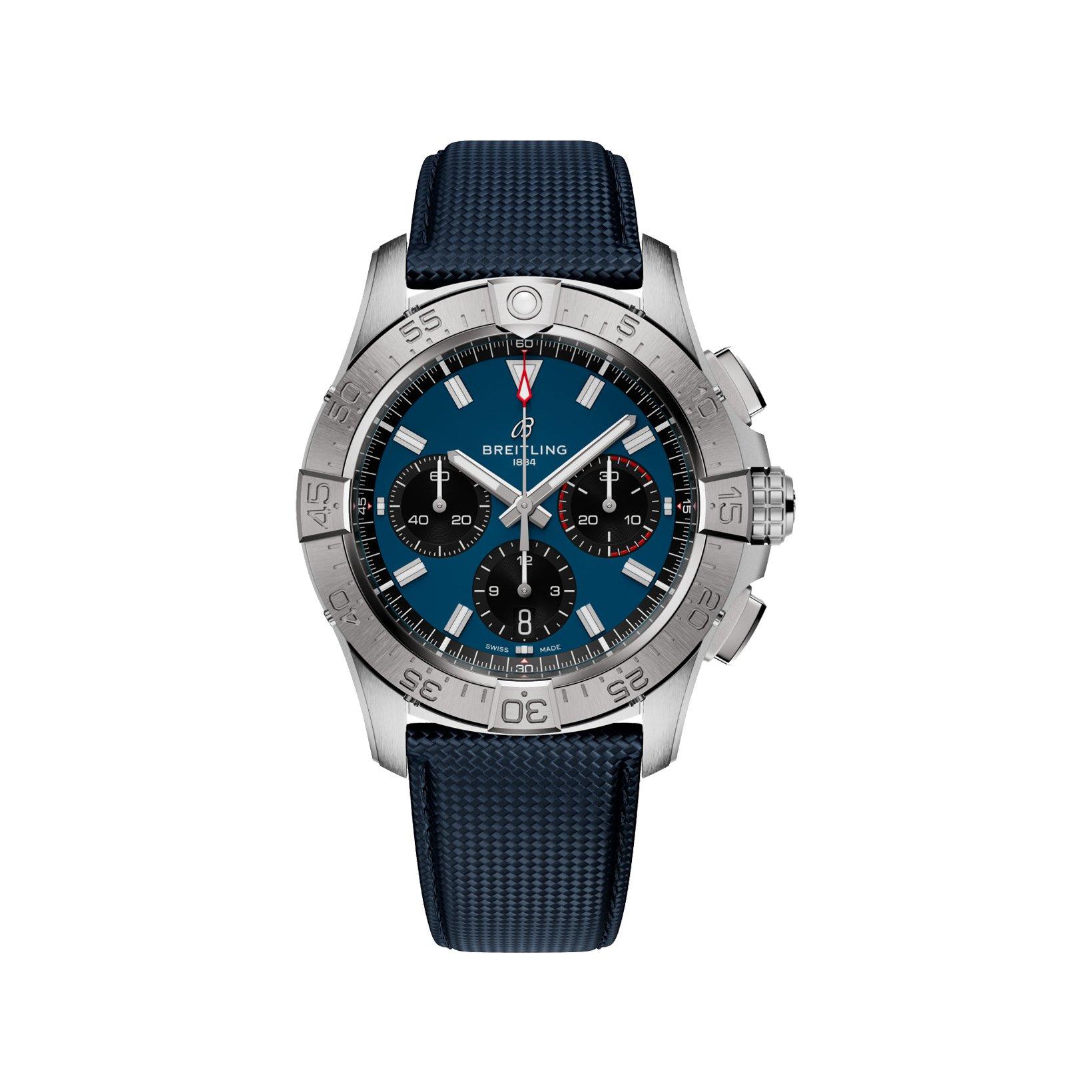 Breitling Avenger B82 Automatic 42 mm Stainless Steel Watch  Blue Dial   Calf Skin Leather Strap