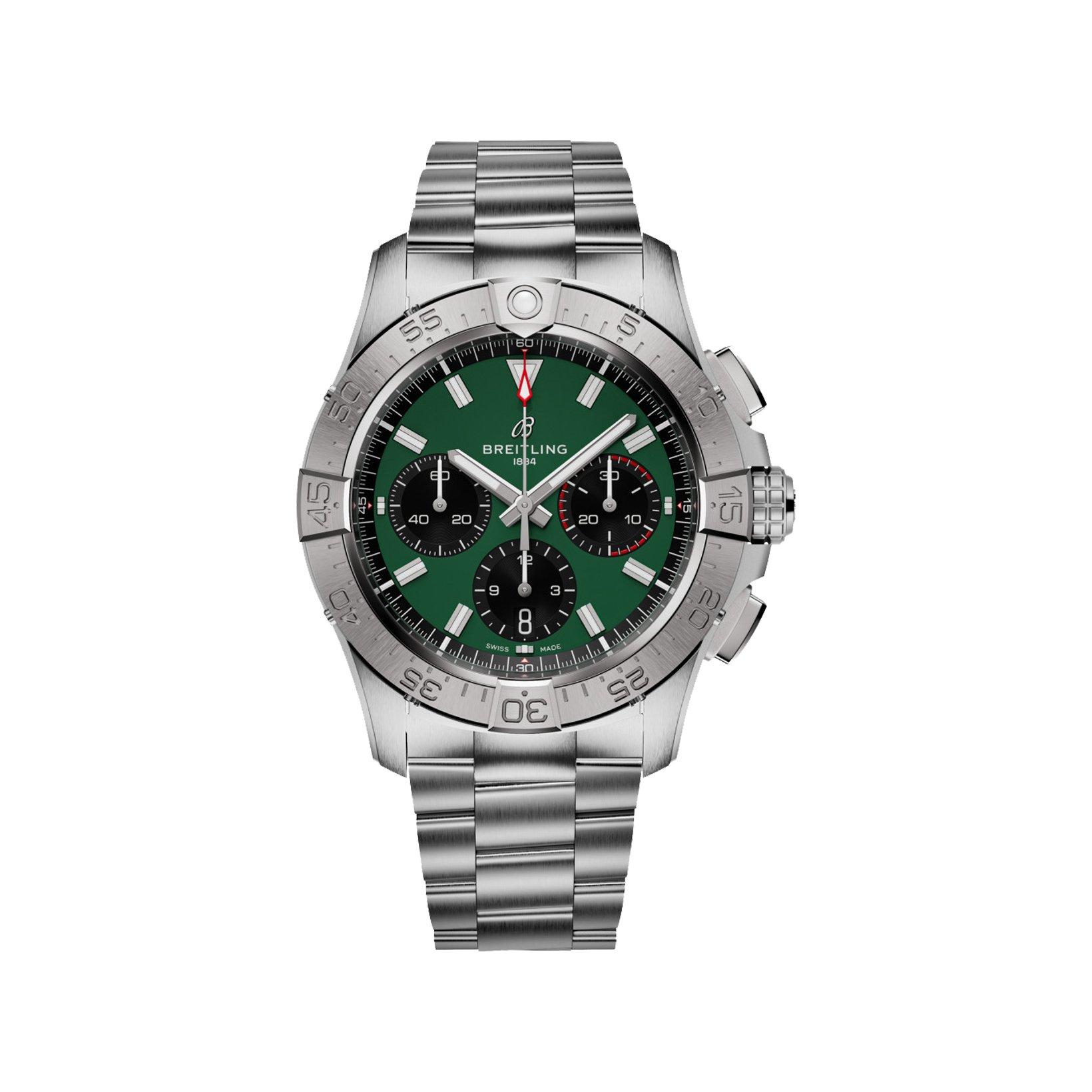Breitling Avenger B01 Automatic 42 mm Stainless Steel Watch  Green Dial  Stainless Steel Bracelet