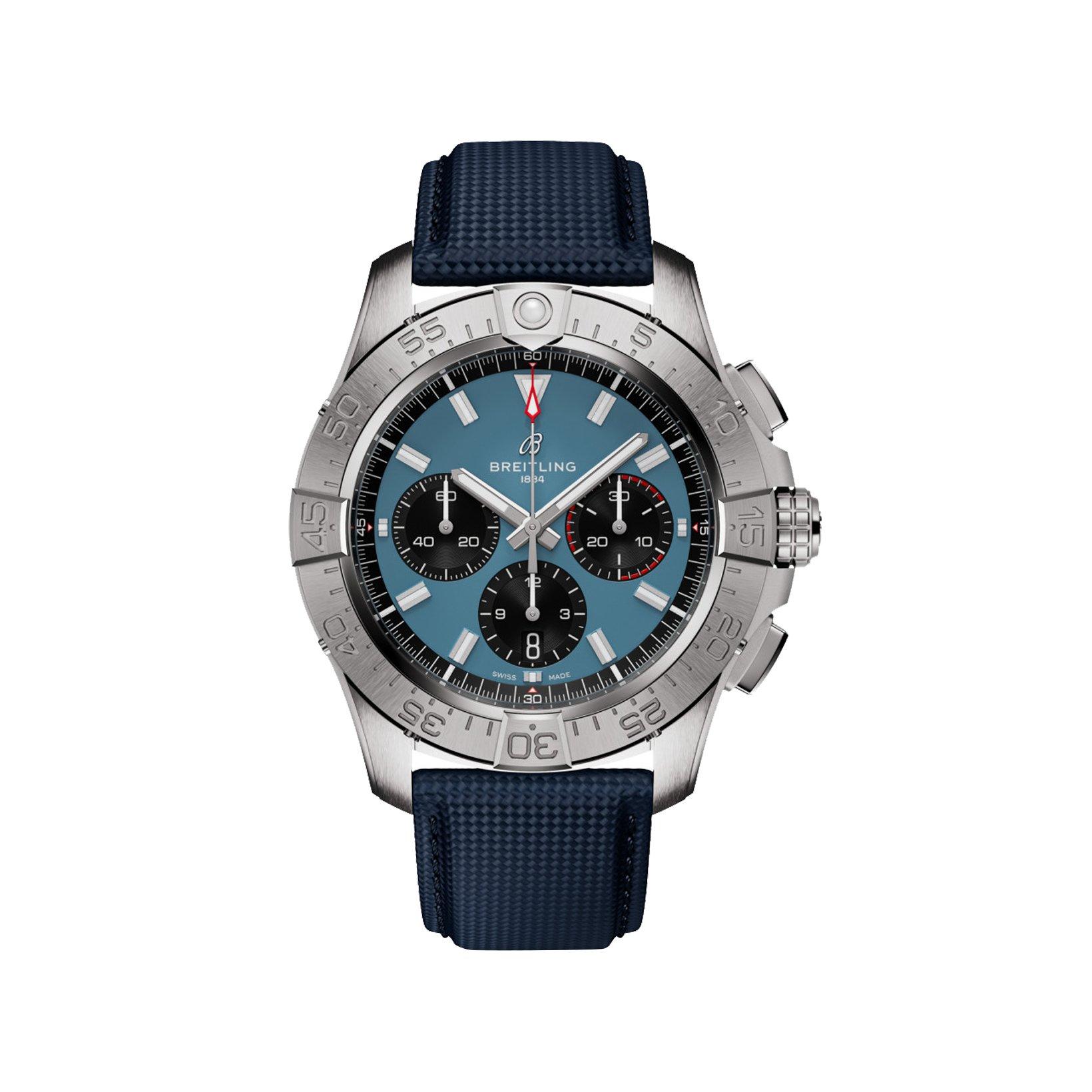 Breitling Avenger B01 Automatic 44 mm Stainless Steel Watch  Blue Dial   Calf Skin Leather Strap