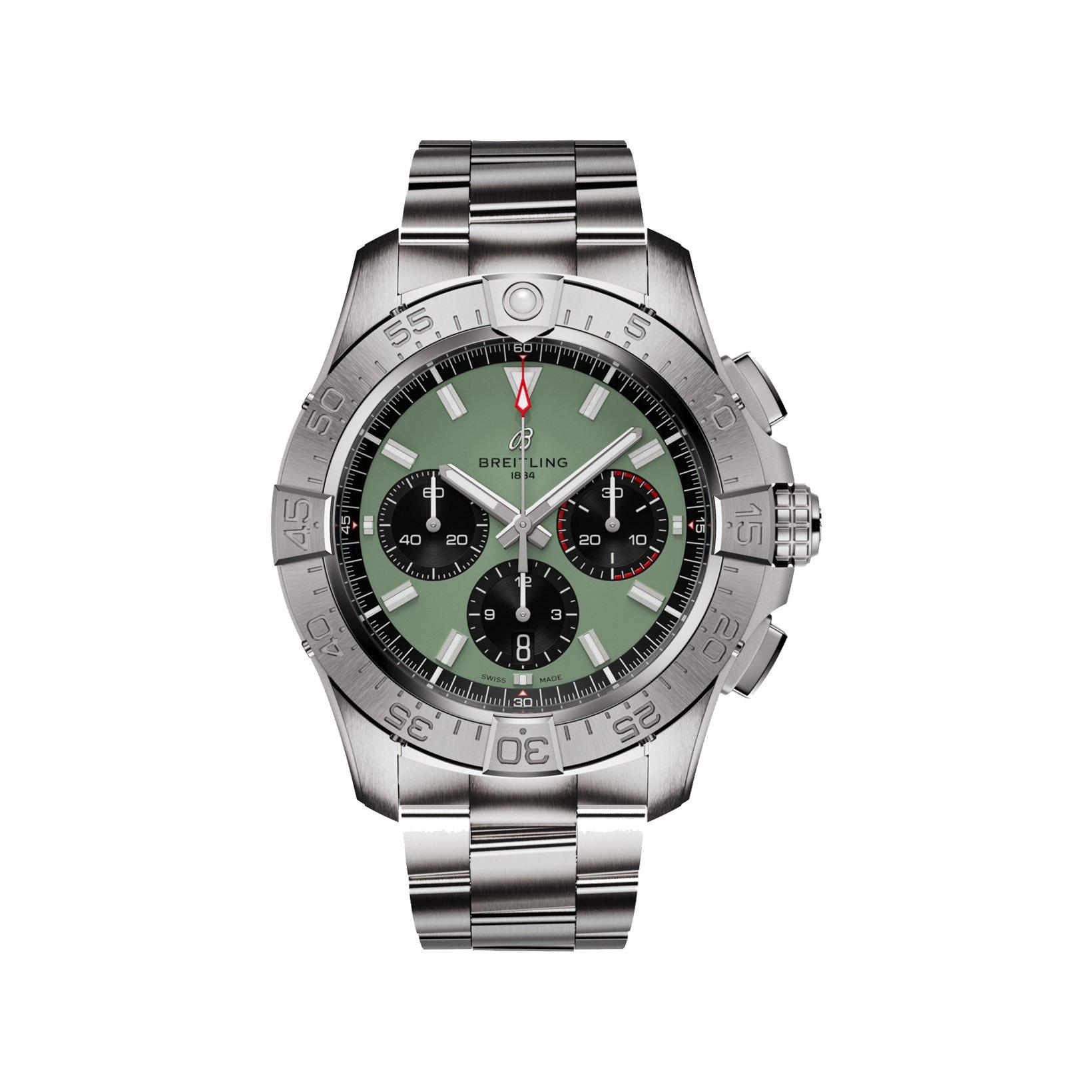 Breitling Avenger B01 Automatic 44 mm Stainless Steel Watch  Green And Black Dial  Stainless Steel Bracelet