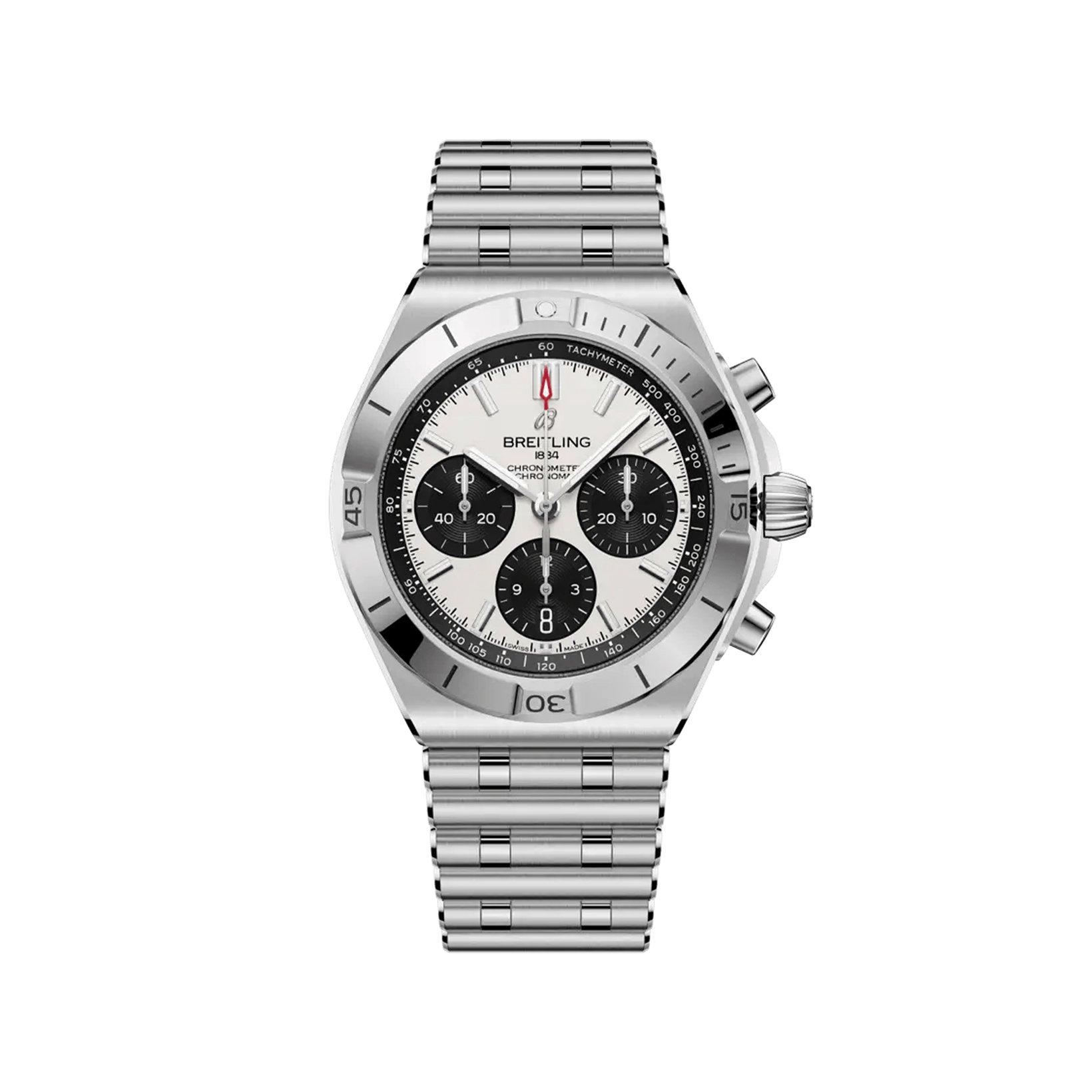 Breitling Chronomat B01 Automatic 42 mm Stainless Steel Watch  White And Black Dial  Stainless Steel Bracelet