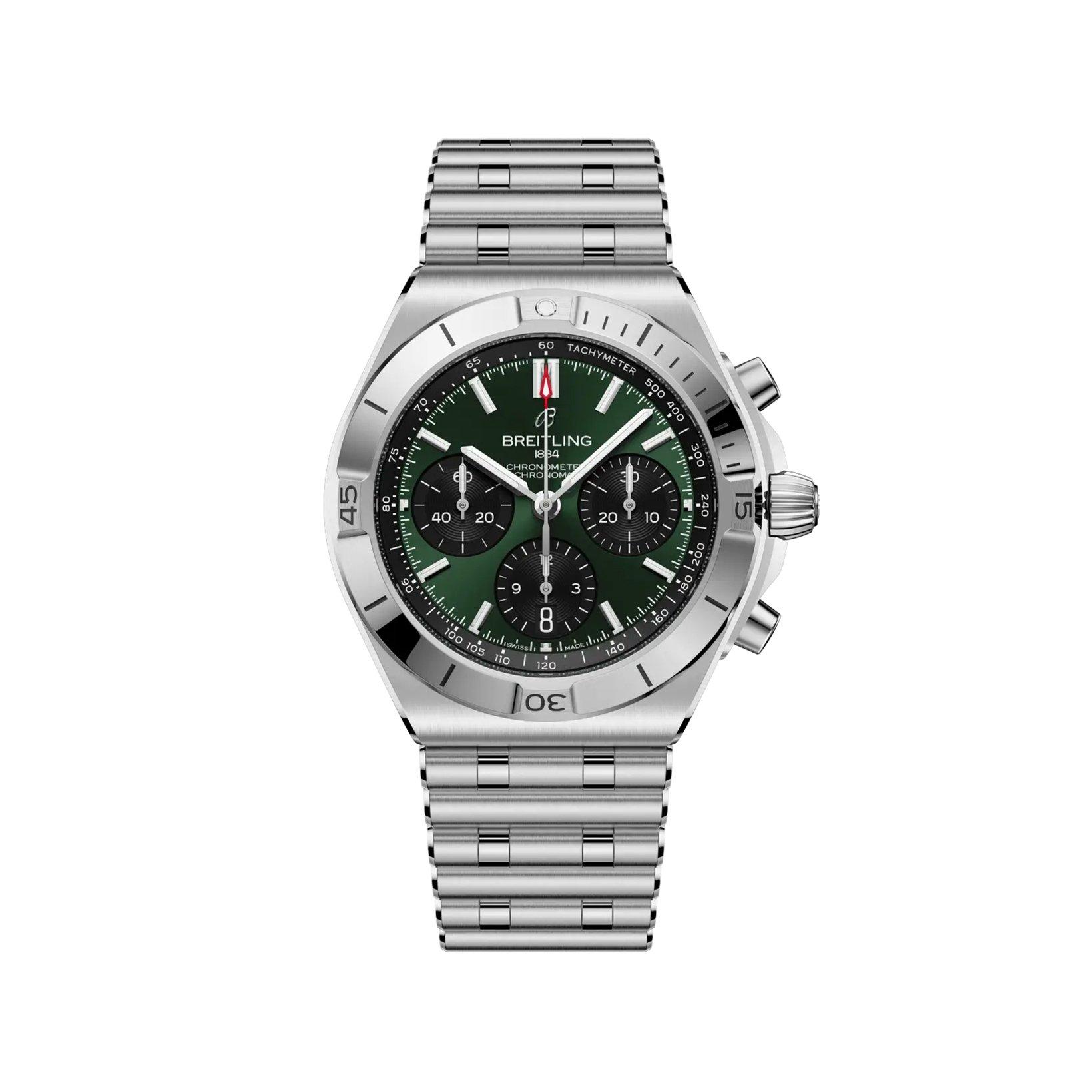 Breitling Chronomat B01 Automatic 42 mm Stainless Steel Watch  Green And Black Dial  Stainless Steel Bracelet