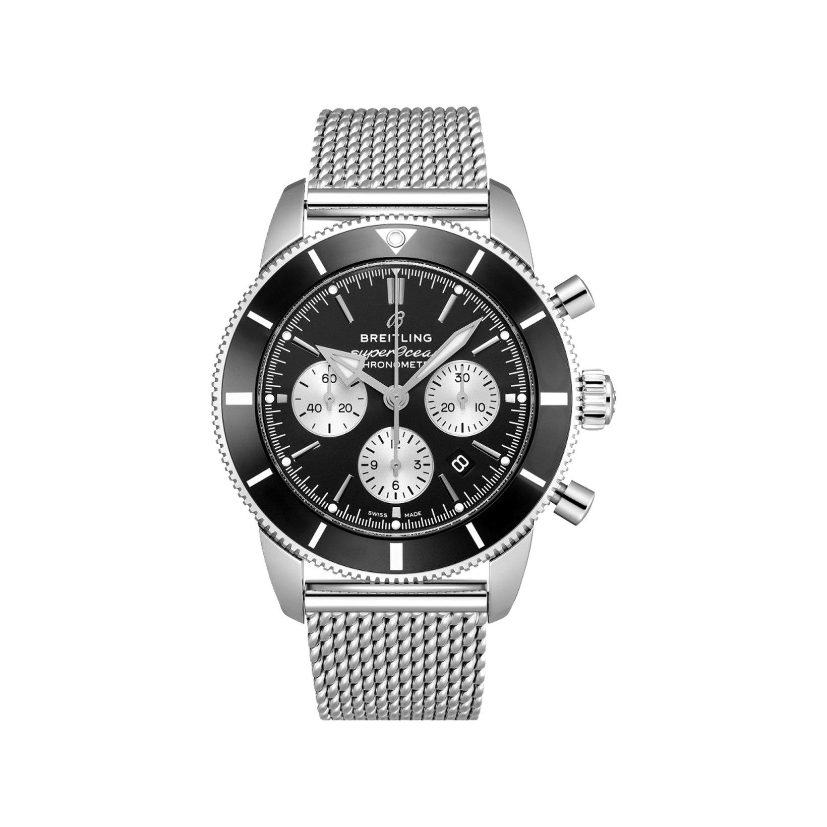 Breitling Superocean Heritage B01 Automatic 44 mm Stainless Steel Watch  Black Dial   Rubber Strap