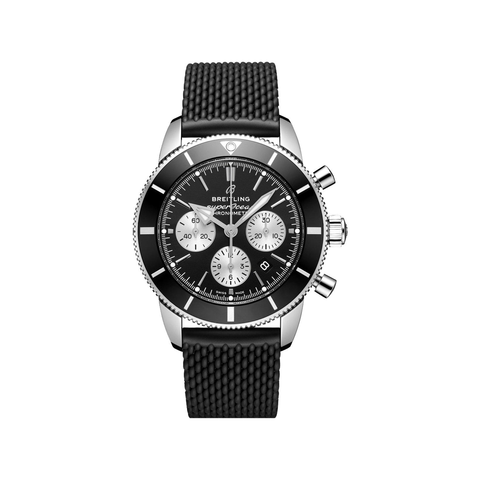 Breitling Superocean Heritage B01 Automatic 44 mm Stainless Steel Watch  Black Dial   Rubber Strap