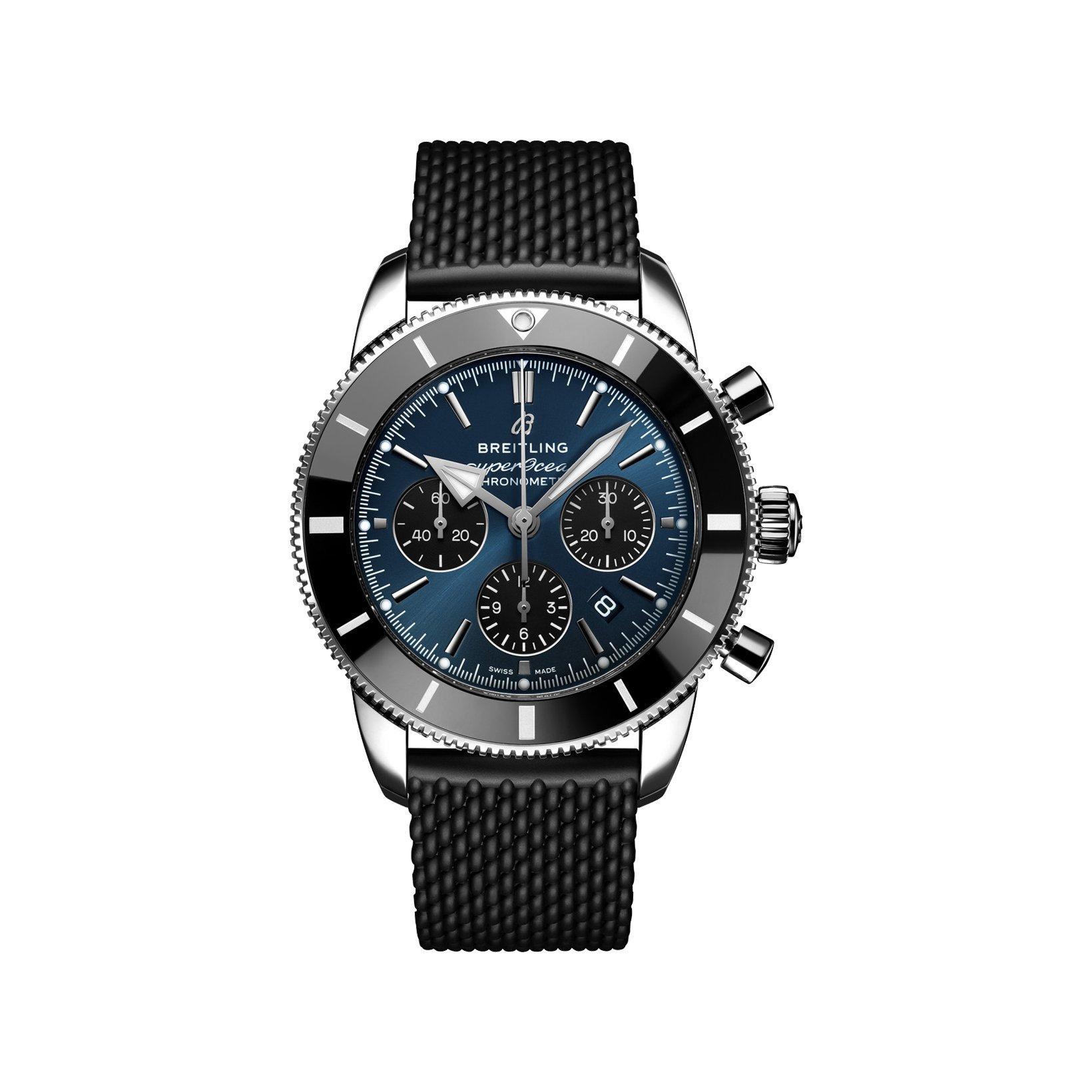 Breitling Superocean Heritage B01 Automatic 44 mm Stainless Steel Watch  Blue Dial   Rubber Strap