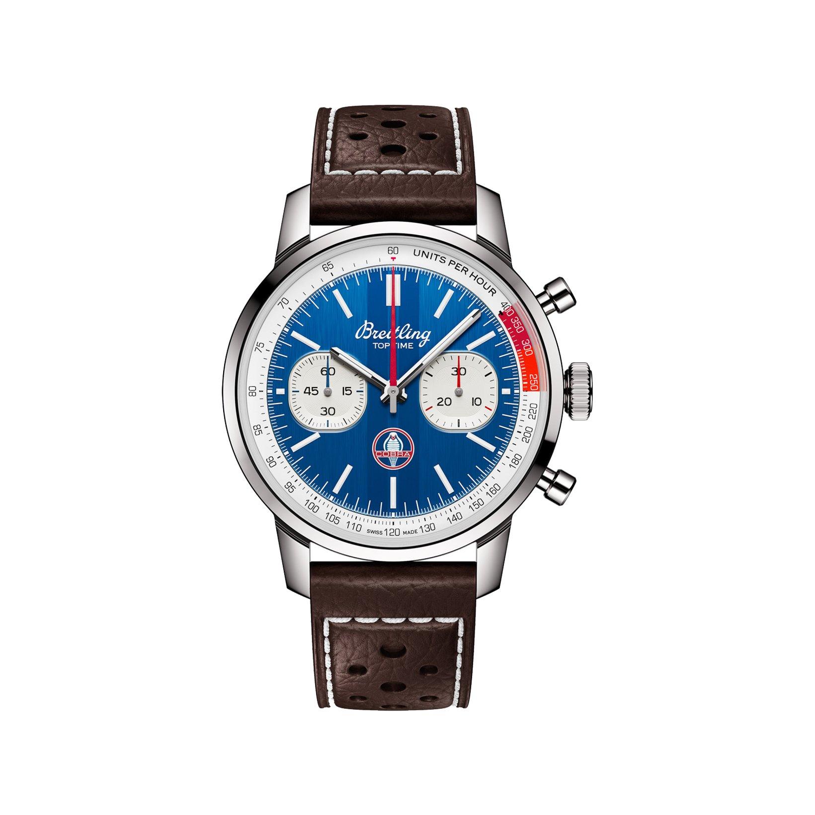 Breitling Top Time B01 Automatic 41 mm Stainless Steel Watch  Blue Dial   Calf Skin Leather Strap