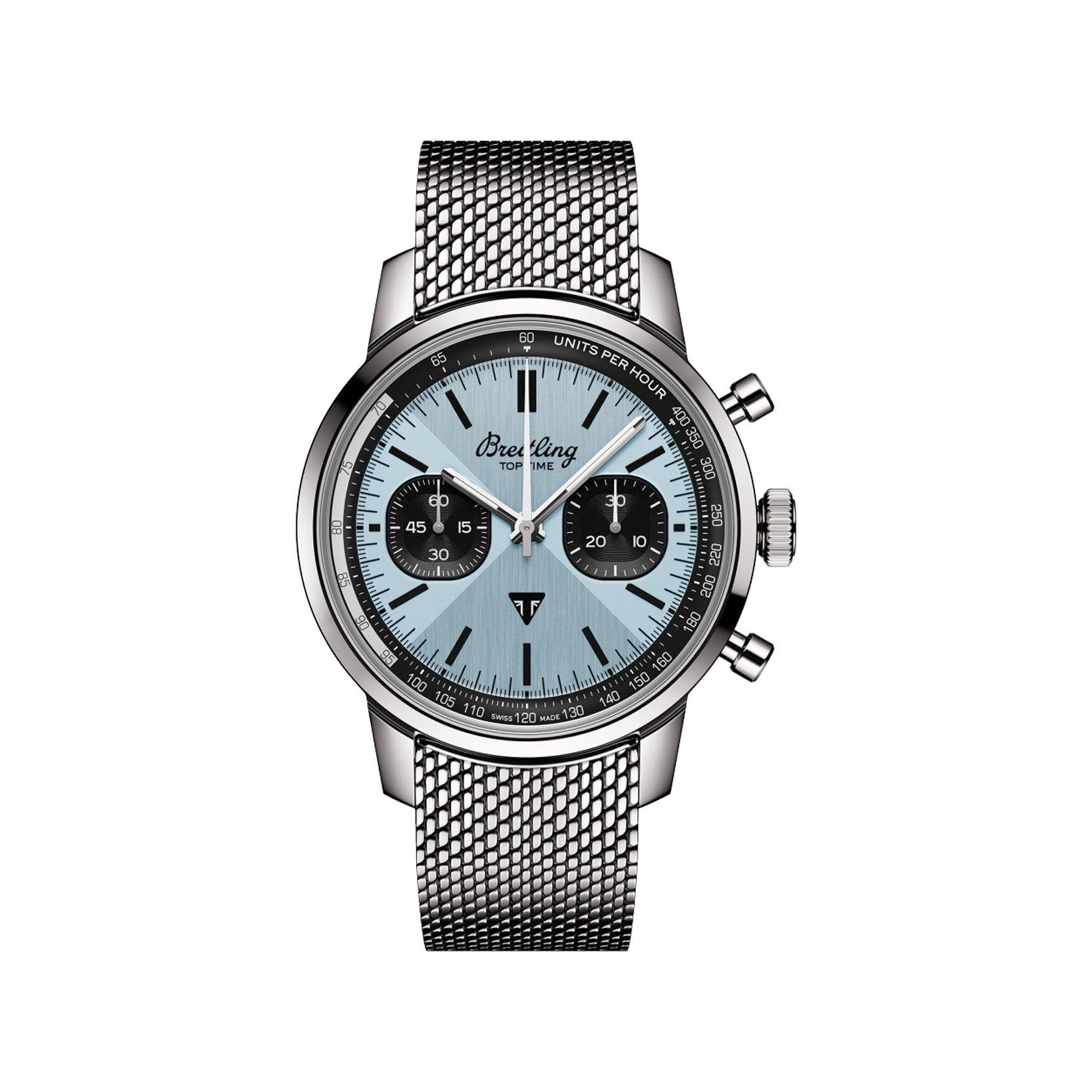 Breitling Top Time B01 Automatic 41 mm Stainless Steel Watch  Blue And Black Dial  Stainless Steel Bracelet