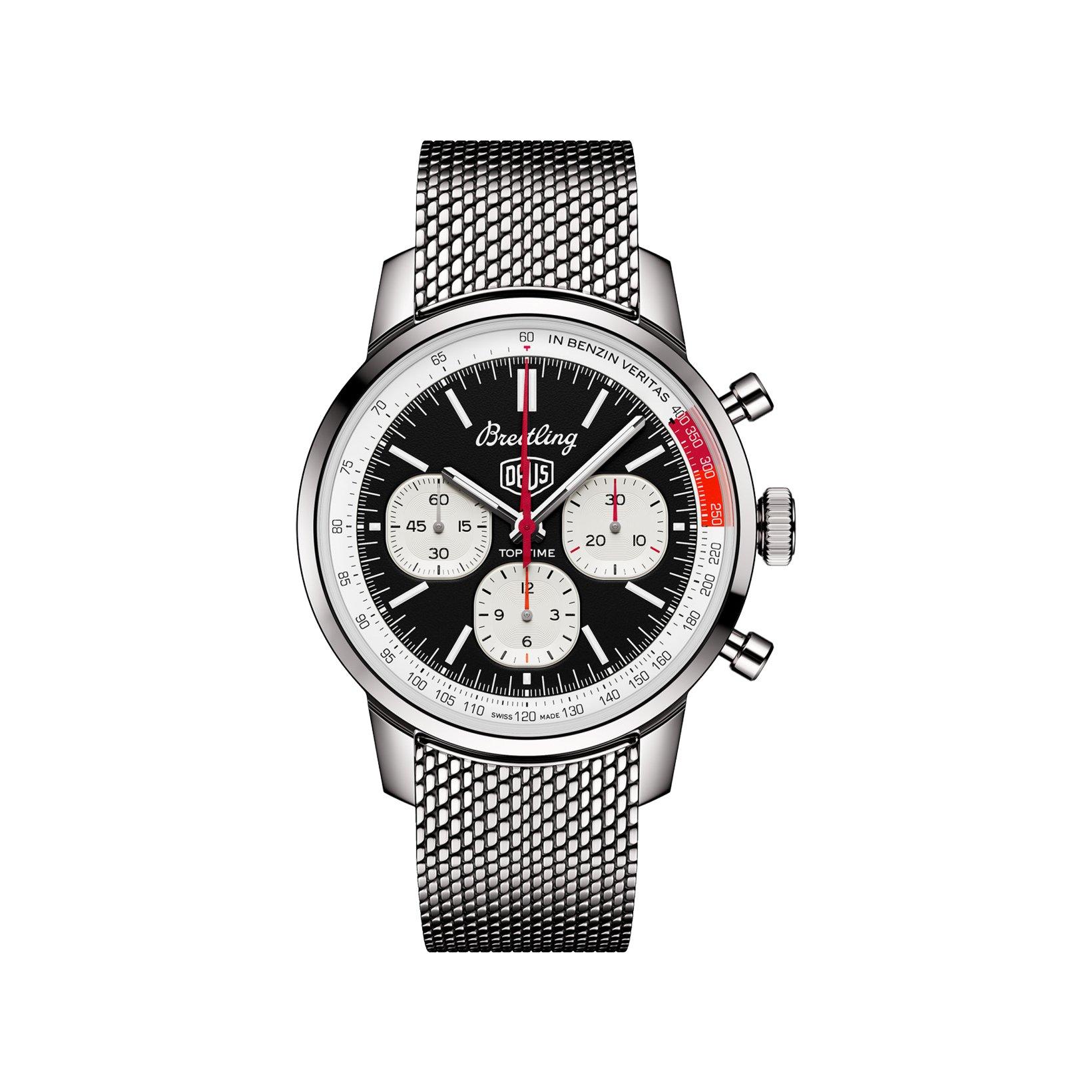 Breitling Top Time B01 Automatic 41 mm Stainless Steel Watch  Black And White Dial  Stainless Steel Bracelet