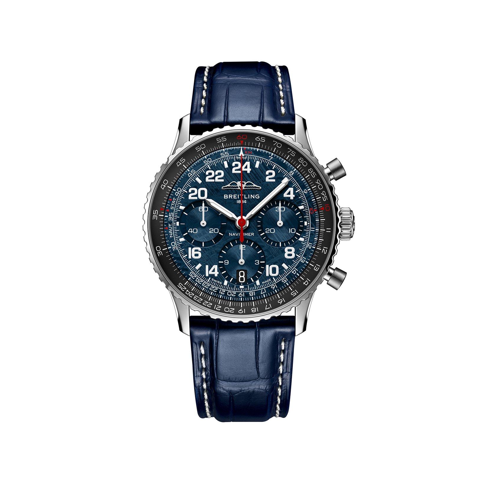 Breitling Navitimer B02 Automatic 41 mm Stainless Steel Watch  Blue Dial   Alligator Leather Strap
