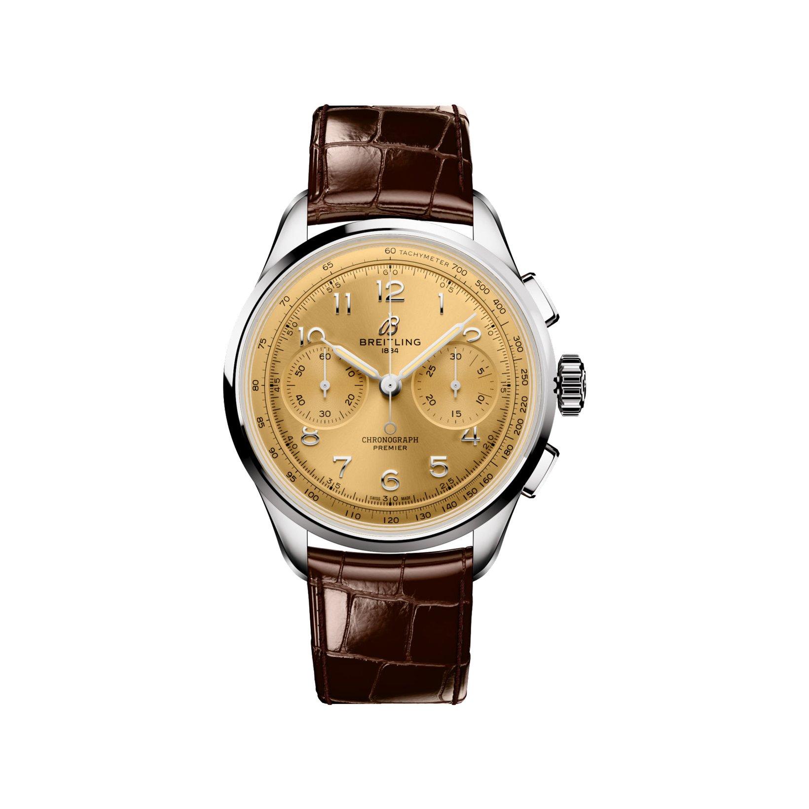 Breitling Premier B09 Automatic 40 mm Stainless Steel Watch  Copper Dial   Alligator Leather Strap
