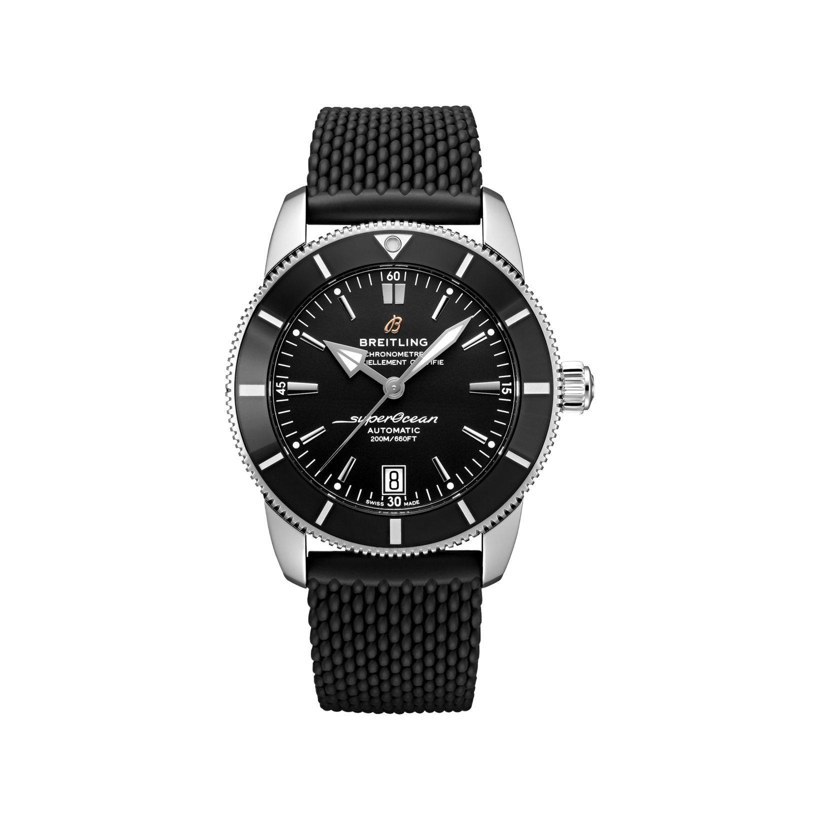 Breitling Superocean Heritage B20 Automatic 42 mm Stainless Steel Watch  Black Dial   Rubber Strap