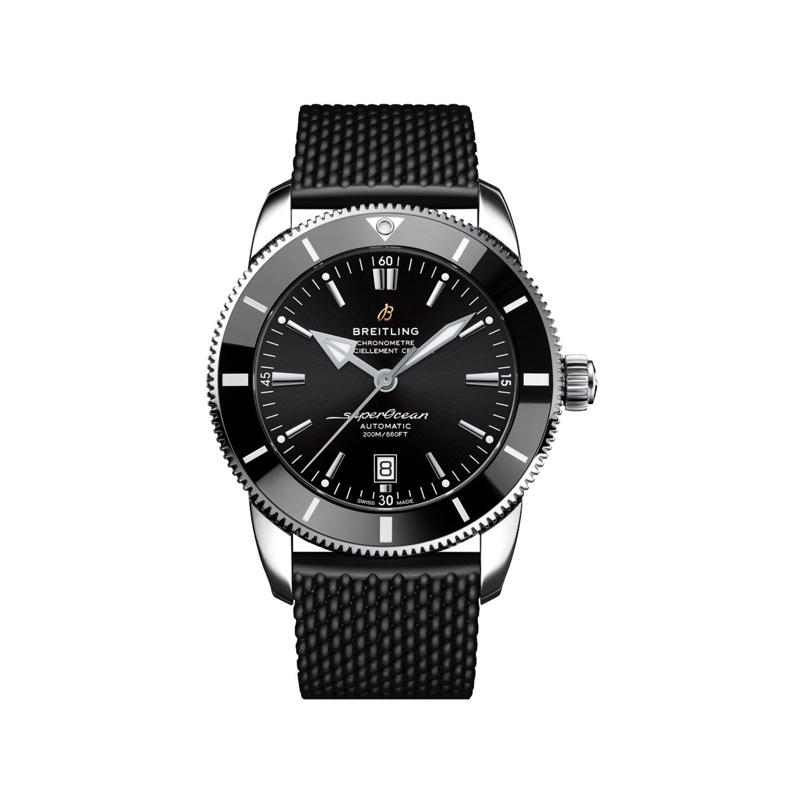 Breitling Superocean Heritage B20 Automatic 46 mm Stainless Steel Watch  Black Dial   Rubber Strap