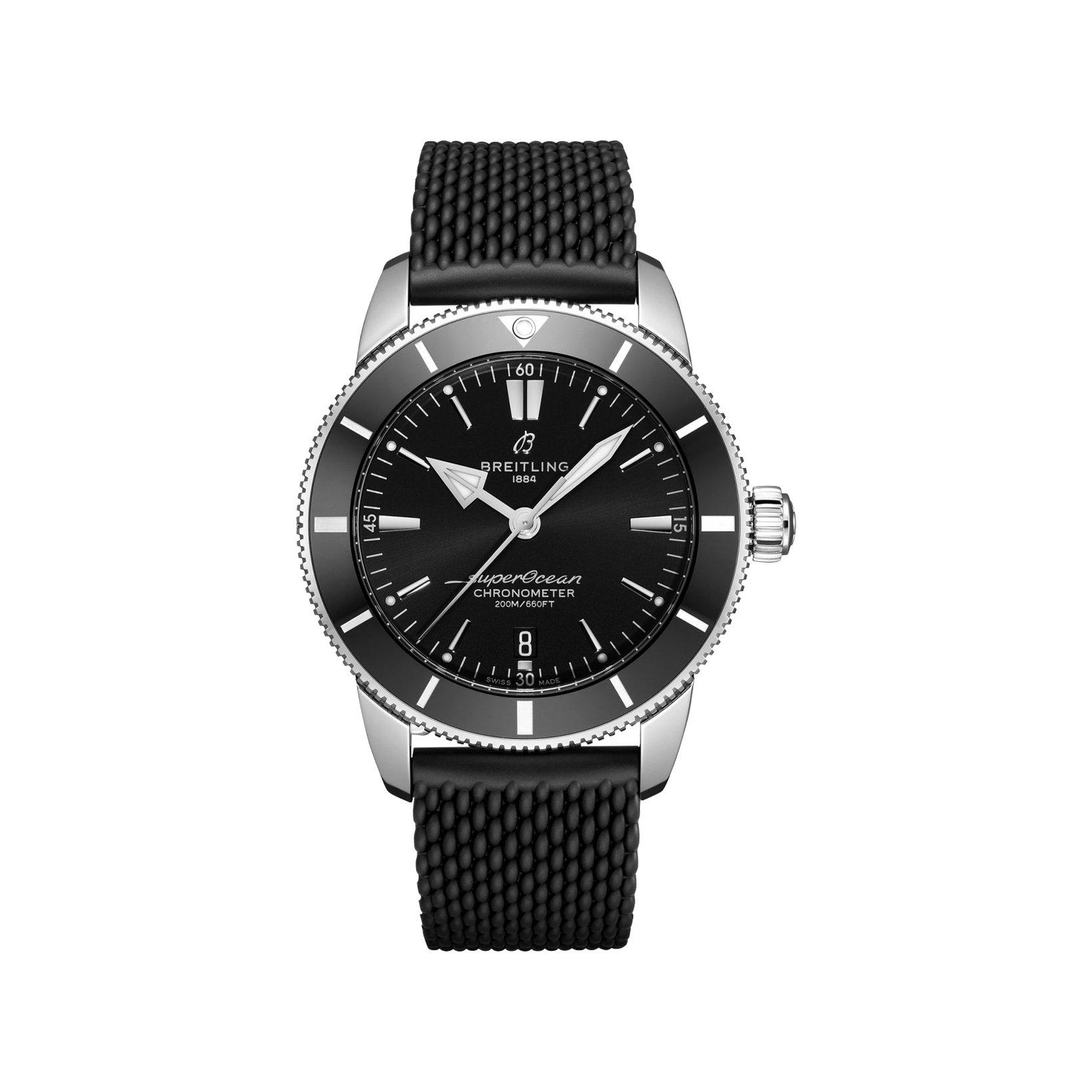 Breitling Superocean Heritage B20 Automatic 44 mm Stainless Steel Watch  Black Dial   Rubber Strap