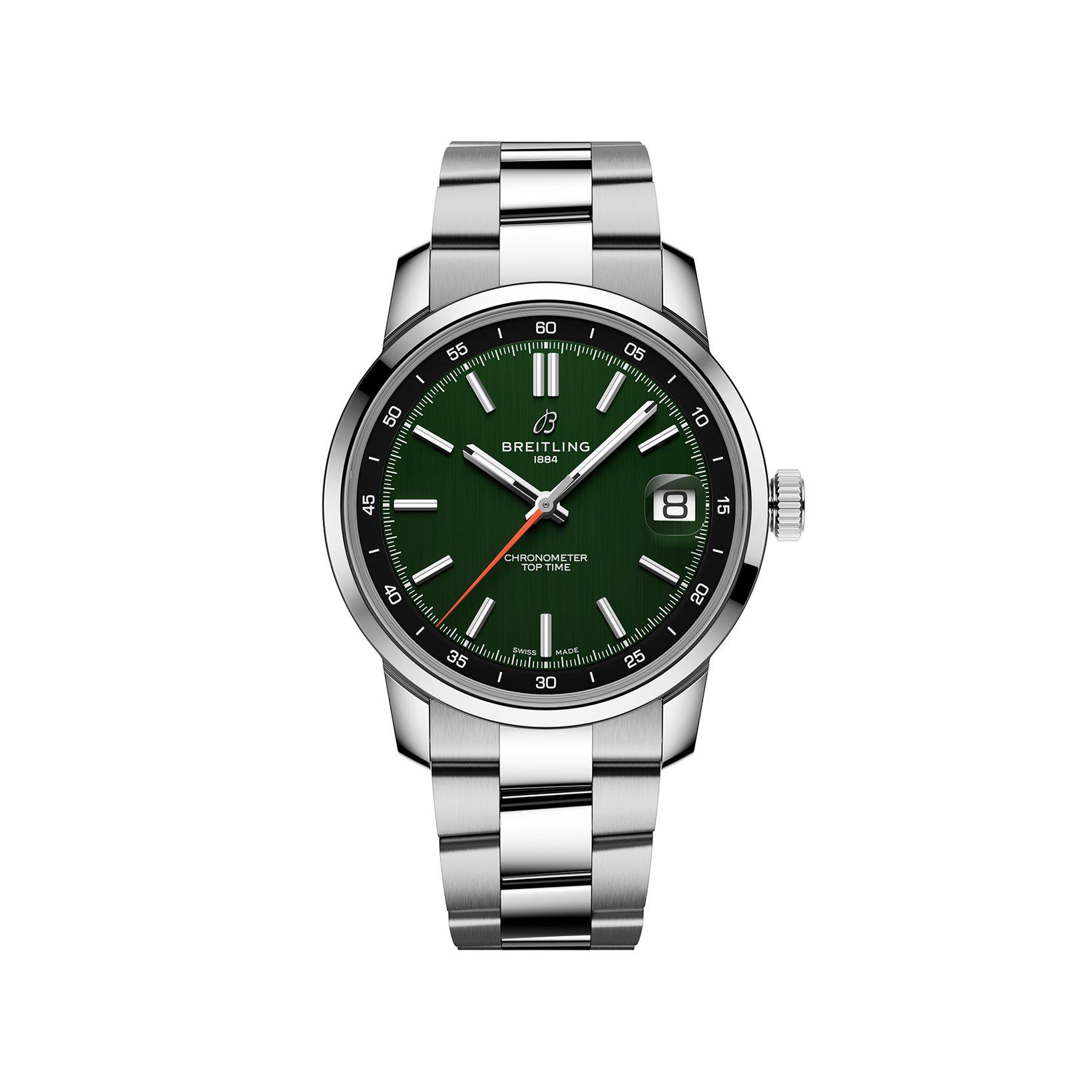 Breitling Top Time B31 Automatic 38 mm Stainless Steel Watch  Green Dial  Stainless Steel Bracelet
