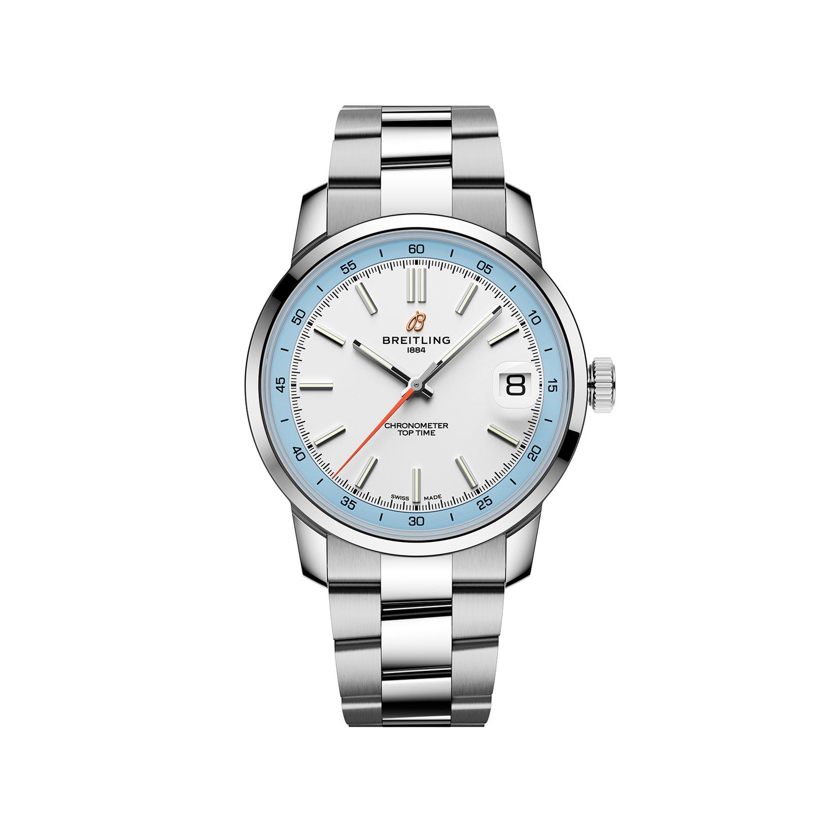Breitling Top Time B31 Automatic 38 mm Stainless Steel Watch  White And Blue Dial  Stainless Steel Bracelet