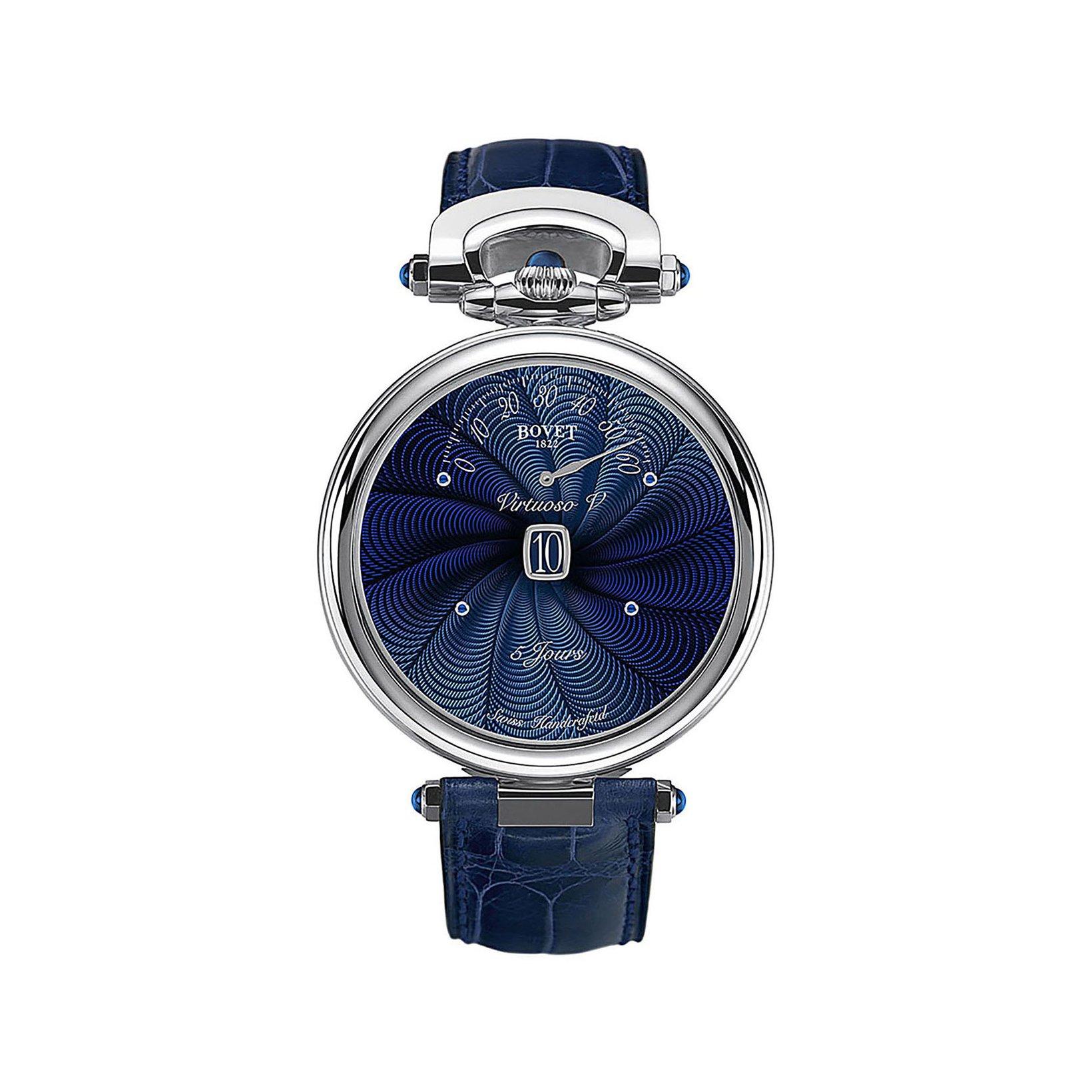 Bovet Fleurier Virtuoso V Manual Winding 43 mm White Gold Watch  Blue Dial   Croco Leather Strap
