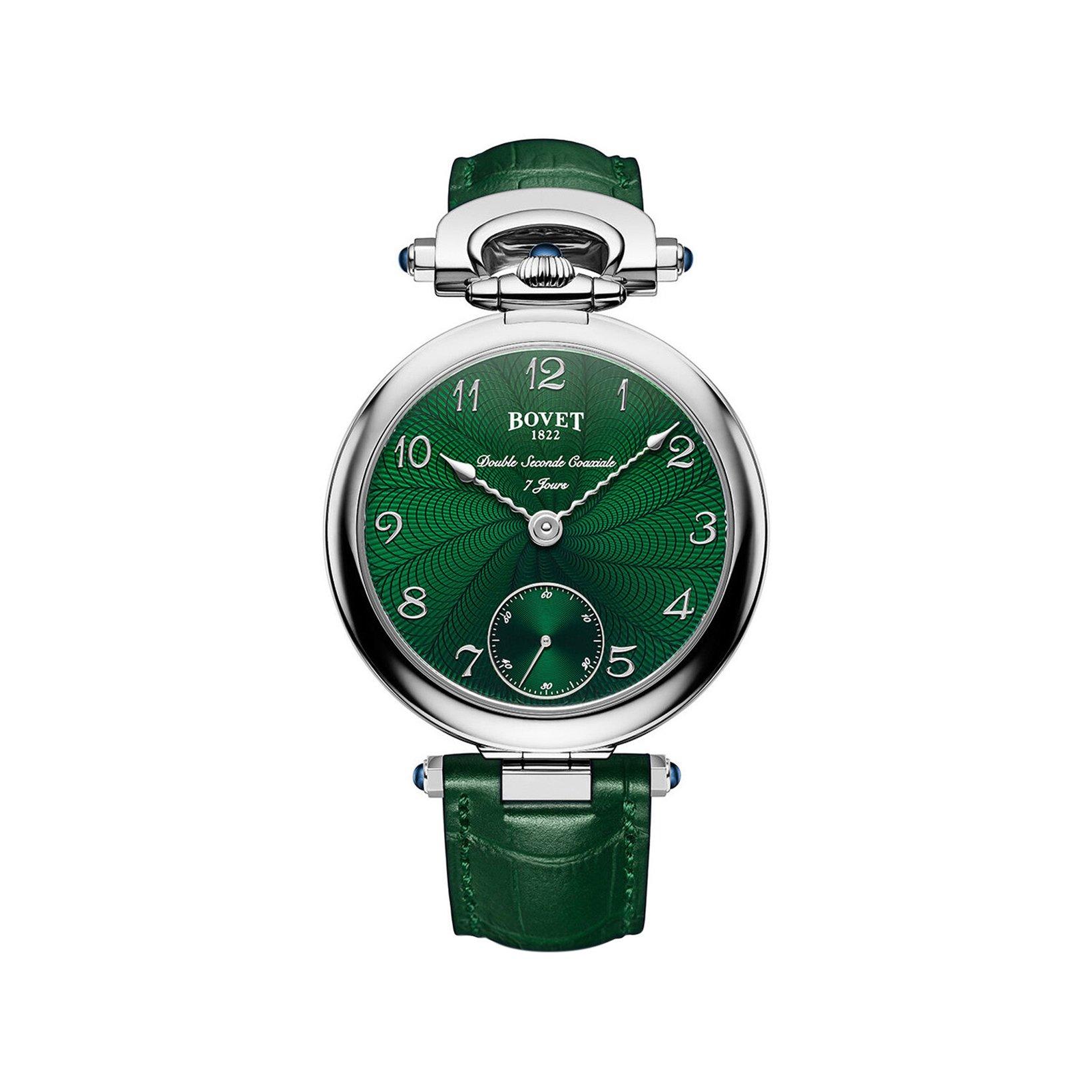 Bovet Fleurier Monsieur Bovet Manual Winding 43 mm White Gold Watch  Green Dial   Croco Leather Strap