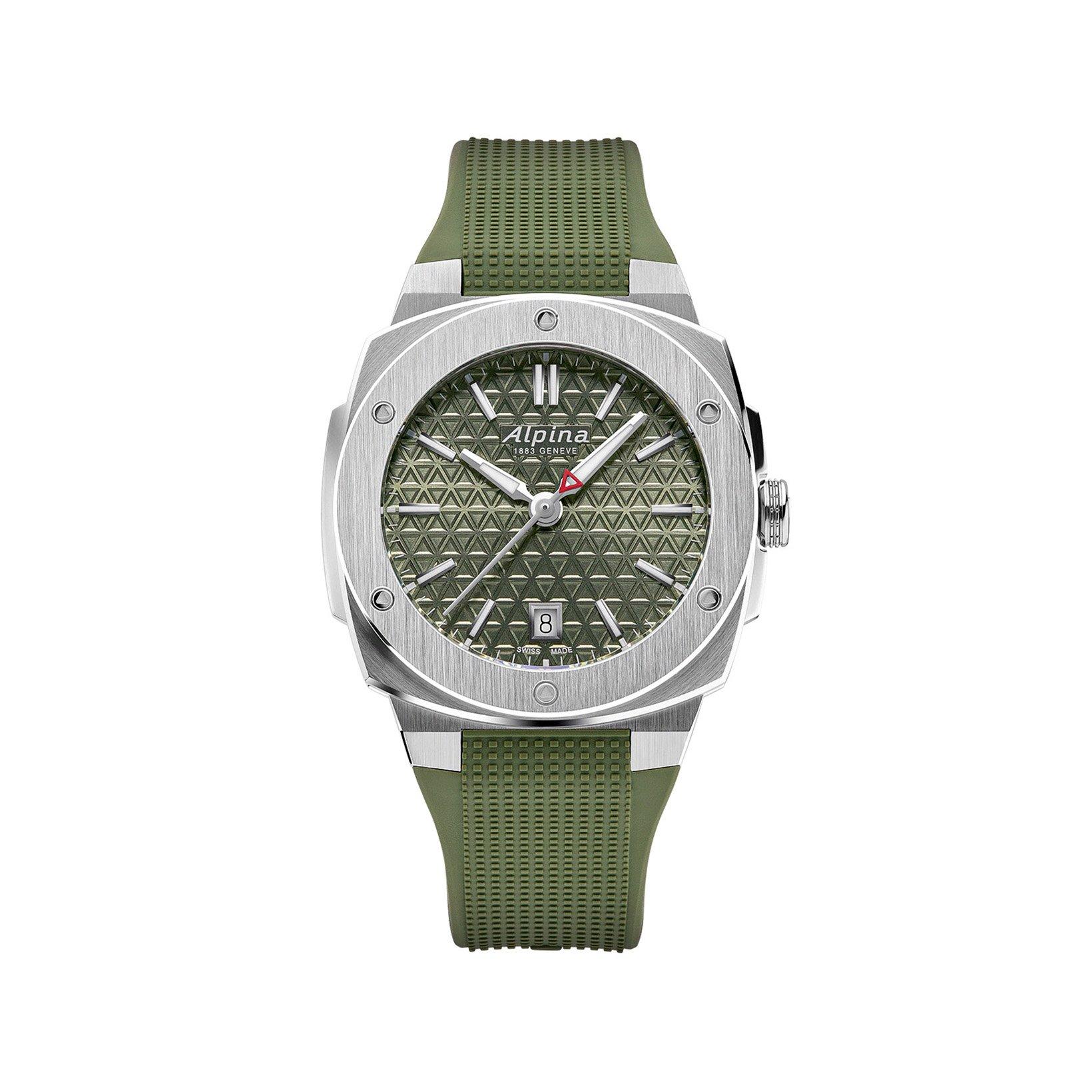 Alpina Alpiner Extreme Quartz 34x35.2 mm Stainless Steel Watch  Green Dial   Rubber Strap