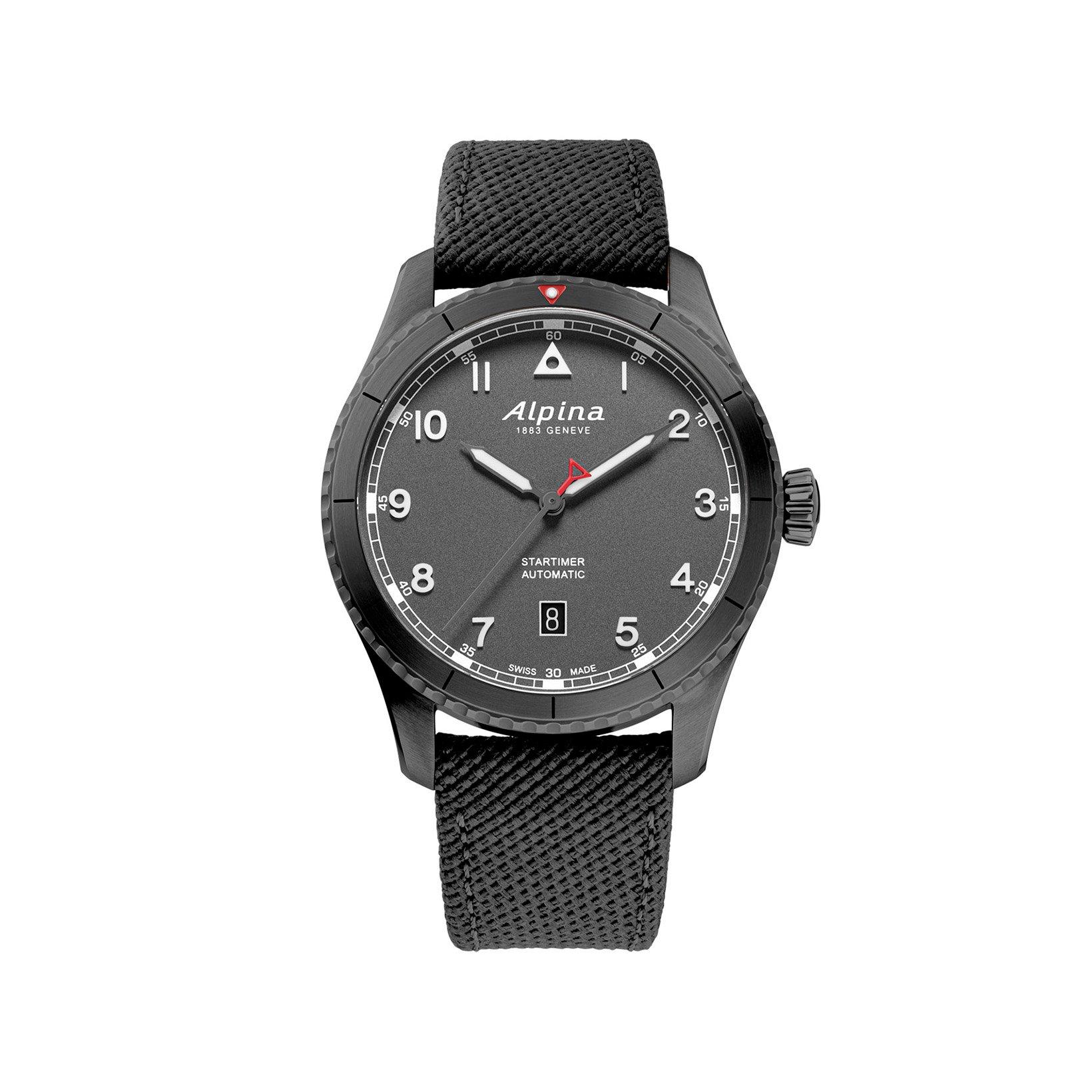 Alpina Startimer Pilot Automatic 41 mm Titanium Watch  Grey Dial   Fabric Strap